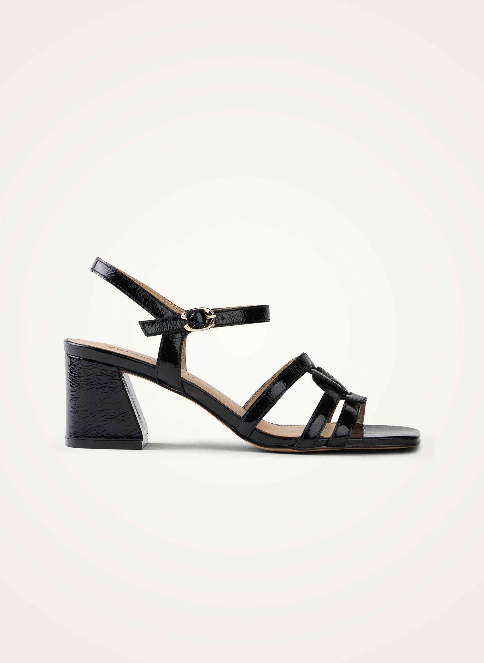 Multi-strap sandals in distressed patent leather with heel VANESSA WU