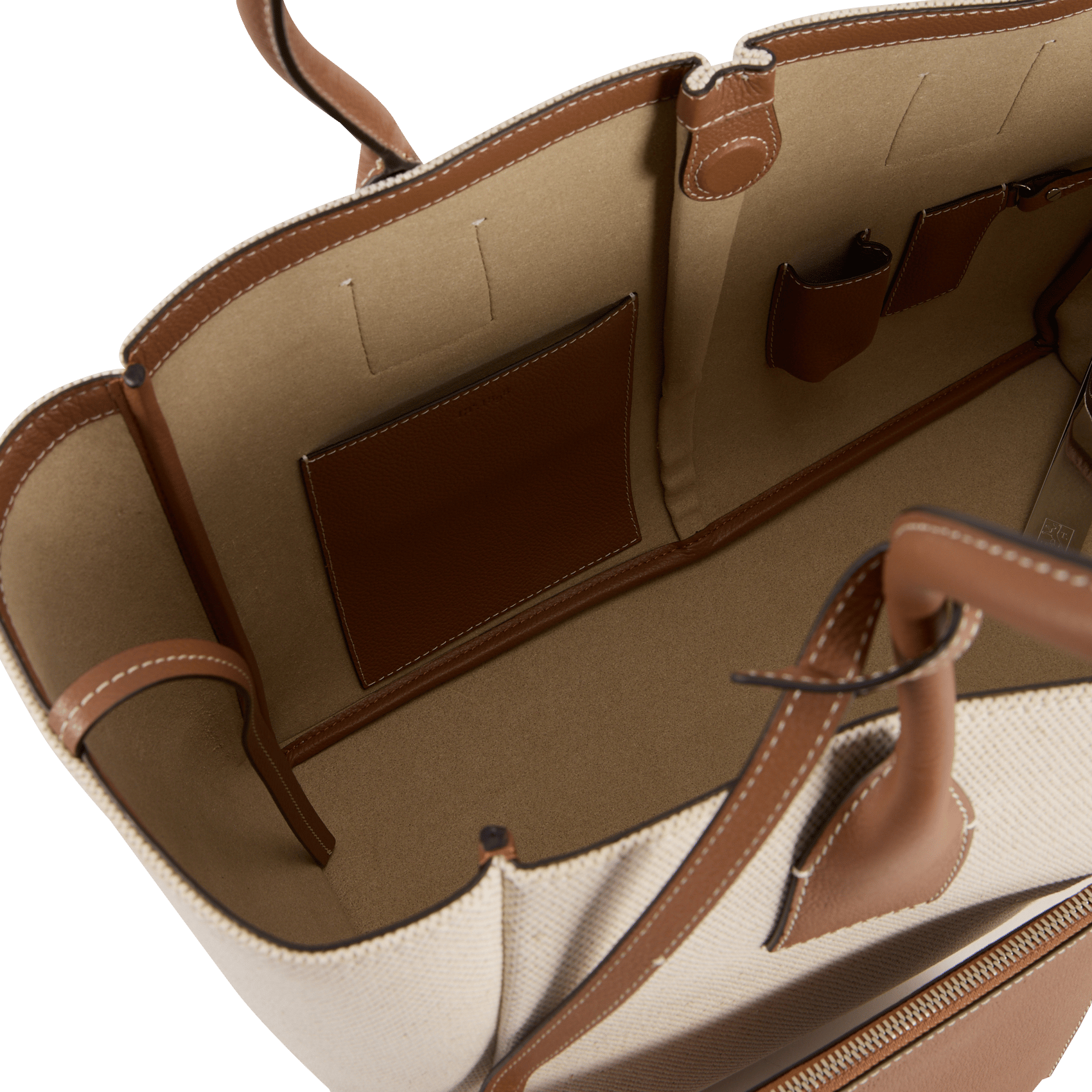 Large tote bag in canvas and grained leather LE TANNEUR Beige