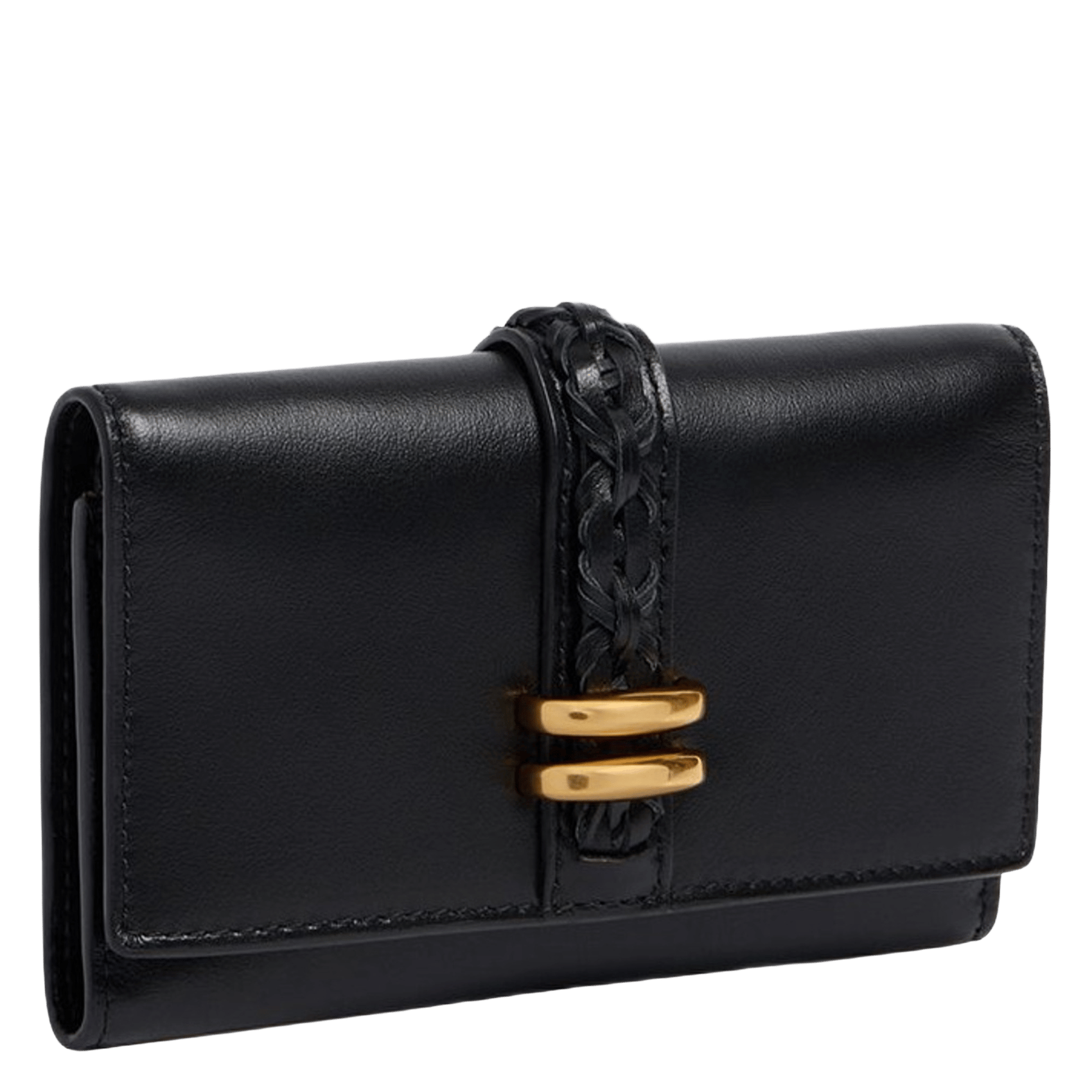 Porta tarjetas estructurado de cuero VANESSA BRUNO Negro