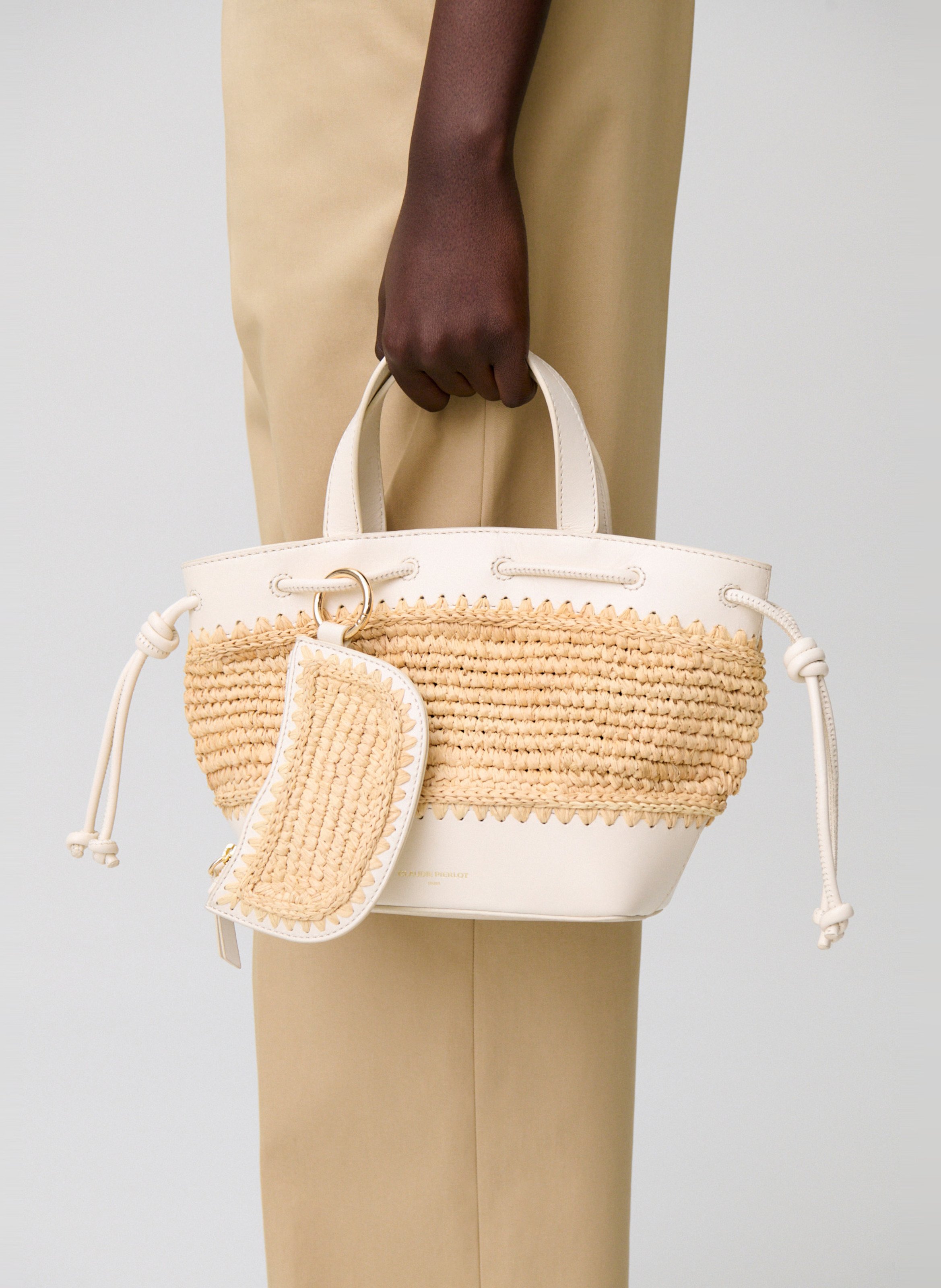 Porte monnaie raphia CLAUDIE PIERLOT Beige