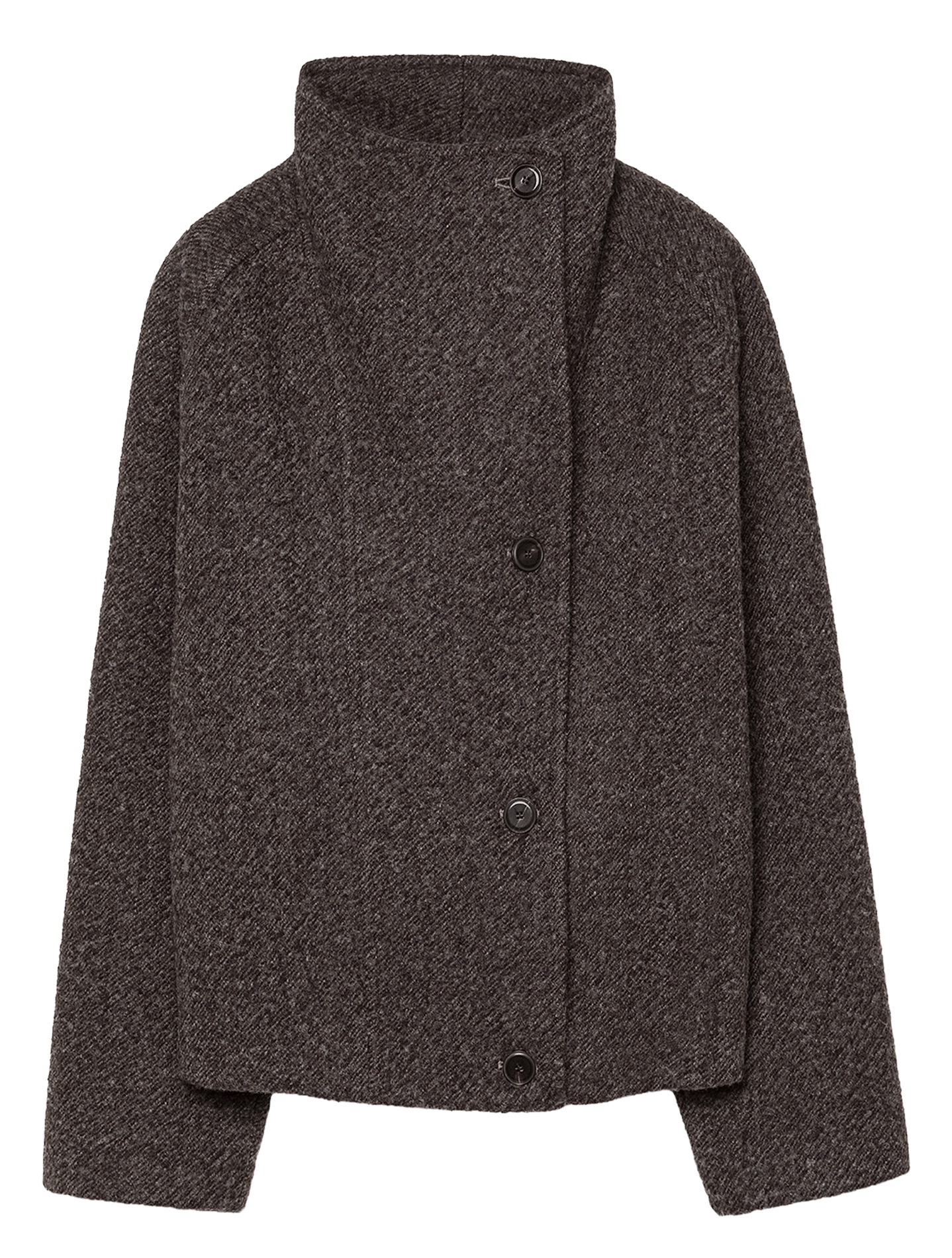 Straight coat with high collar in mottled wool fabric POMANDERE Brown
