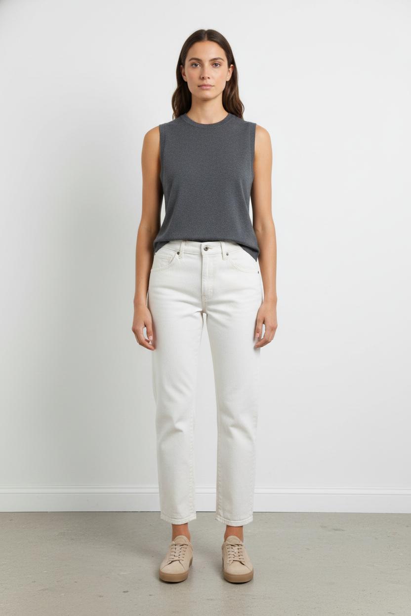 Cropped slim jeans with studs COMPTOIR DES COTONNIERS - Seconde main Beige