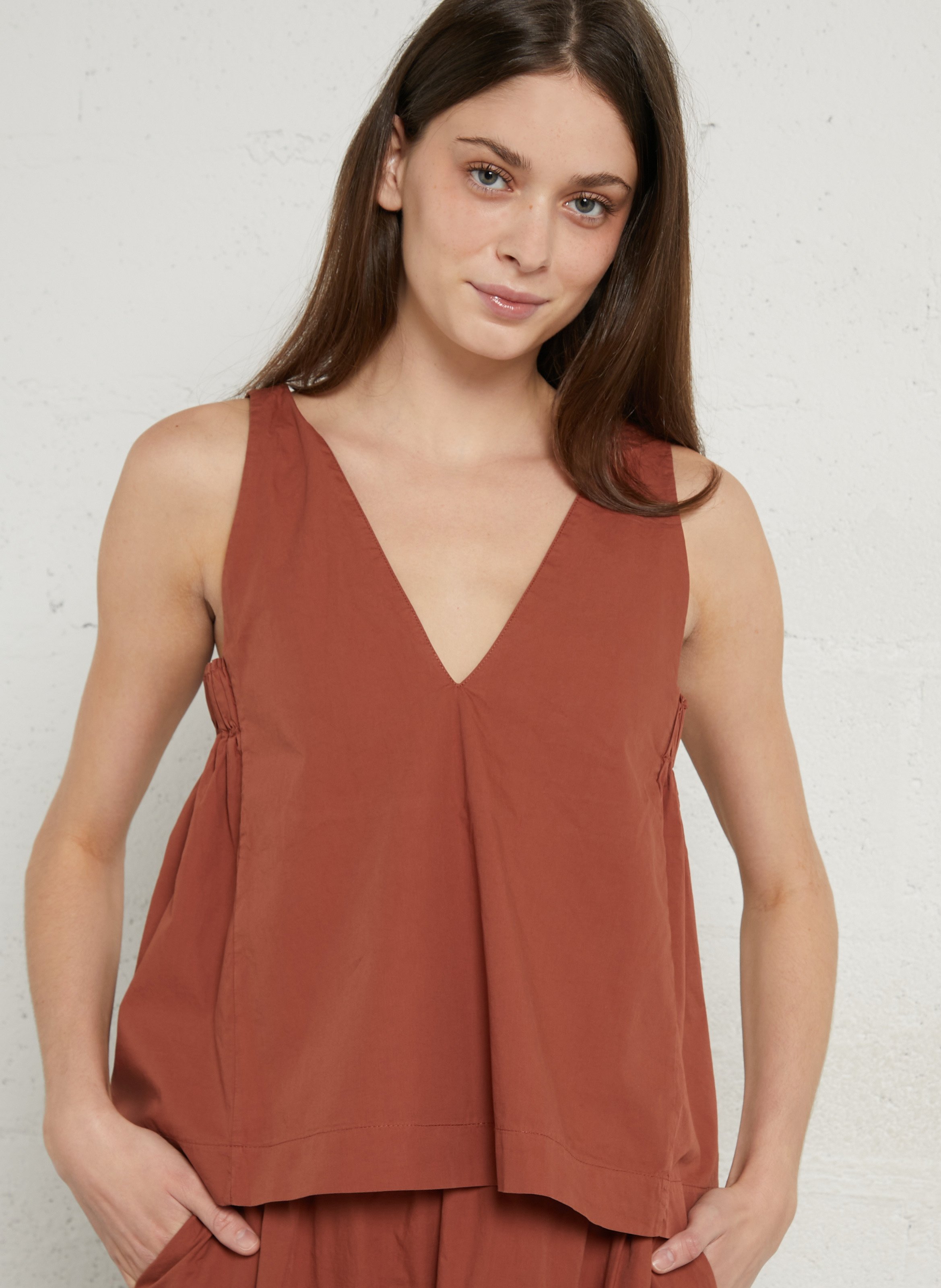 Top with ample cut in cotton TINSELS Brown