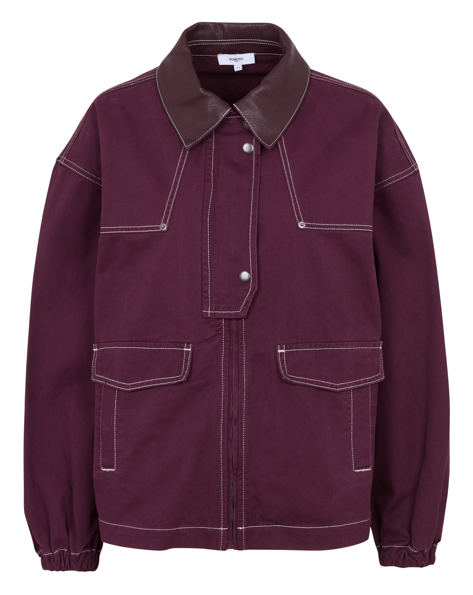 Straight jacket with contrast stitching SUNCOO Plums