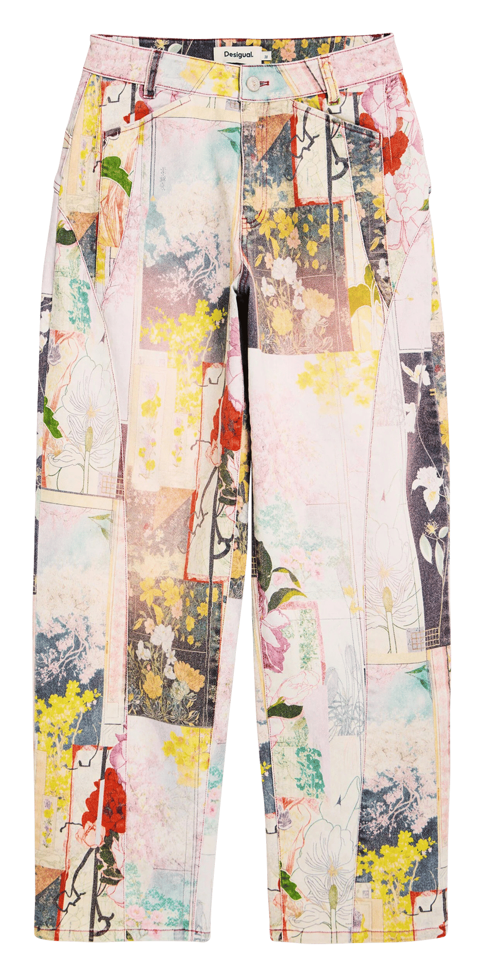 Jean droit patchwork DESIGUAL Multicolore
