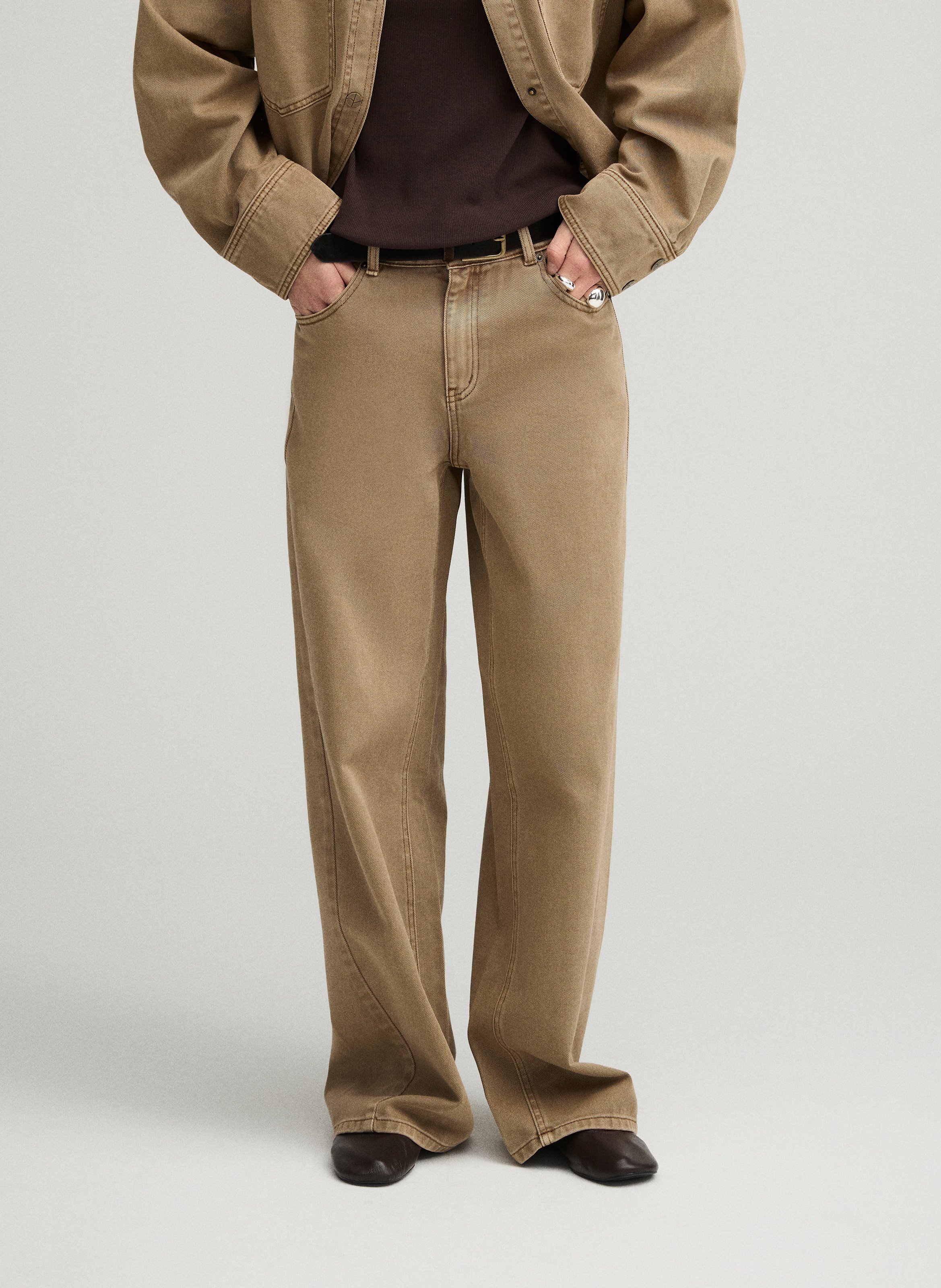 Wide high-waisted plain jeans ROUGE EDIT Golden