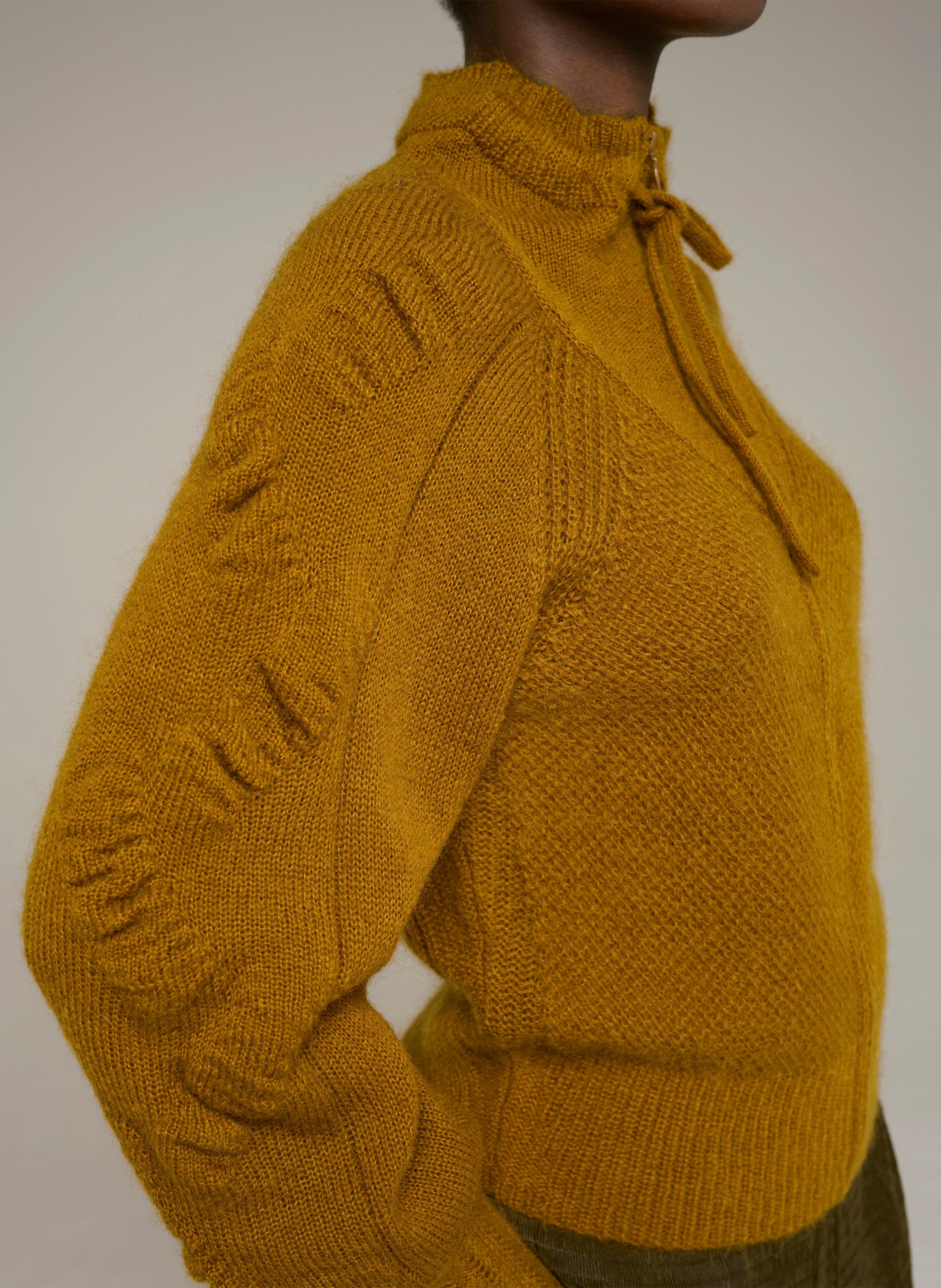 Gerade geschnittene Strickjacke mit Reißverschluss aus Wollmischung COTELAC Braun