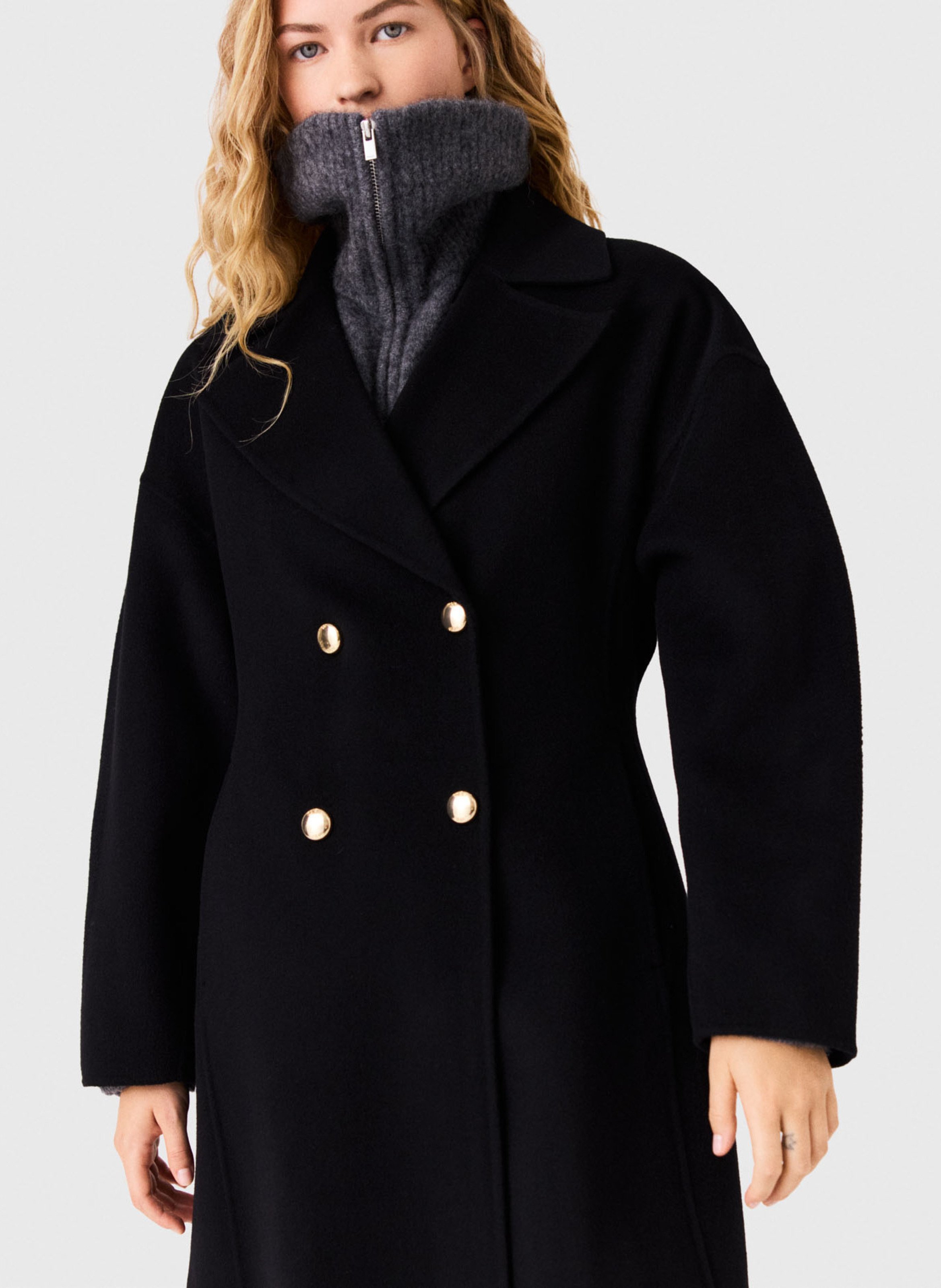 Manteau long en laine MAJE Noir