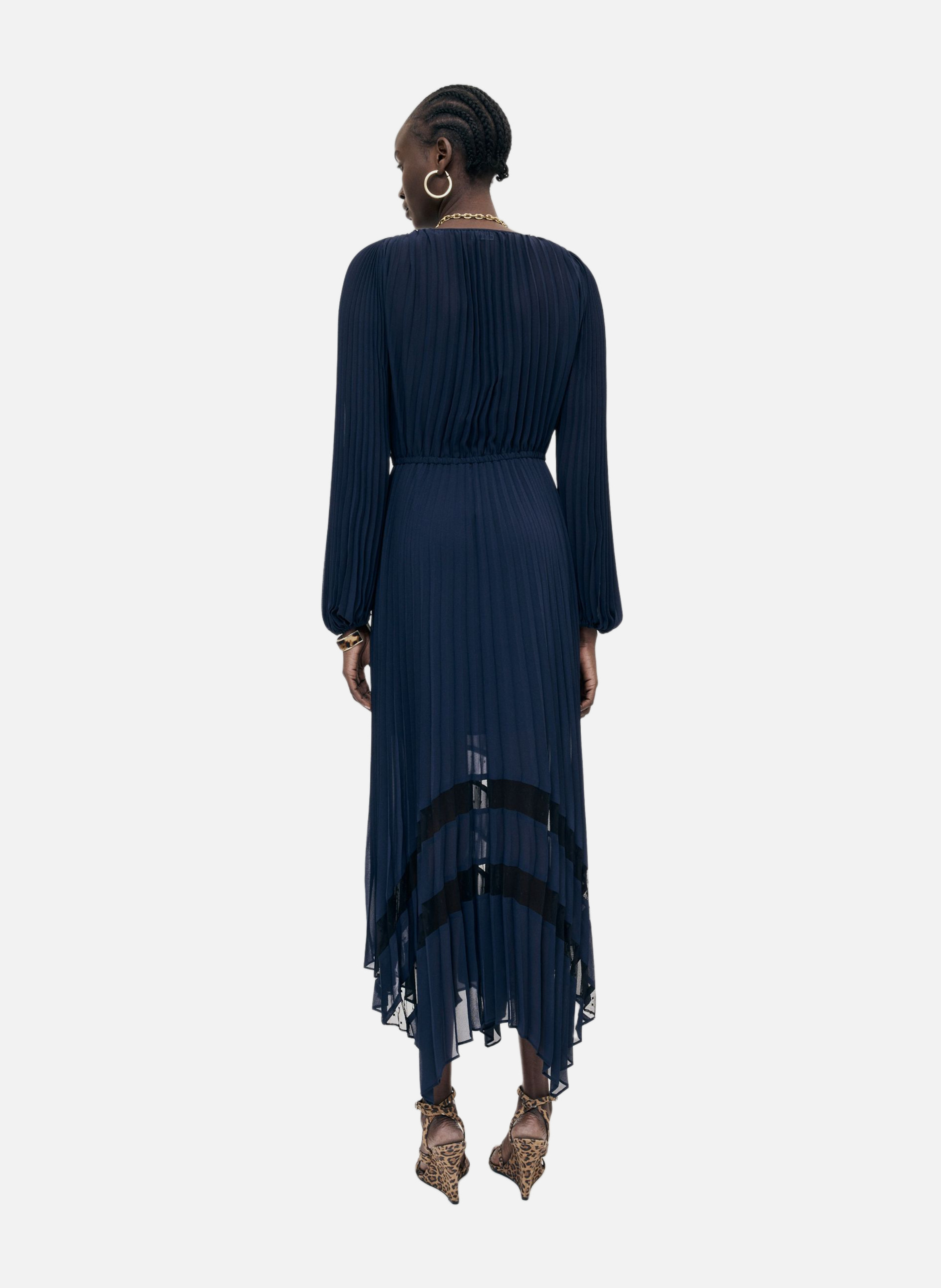 Long fluid dress with lace detail THE KOOPLES Blue