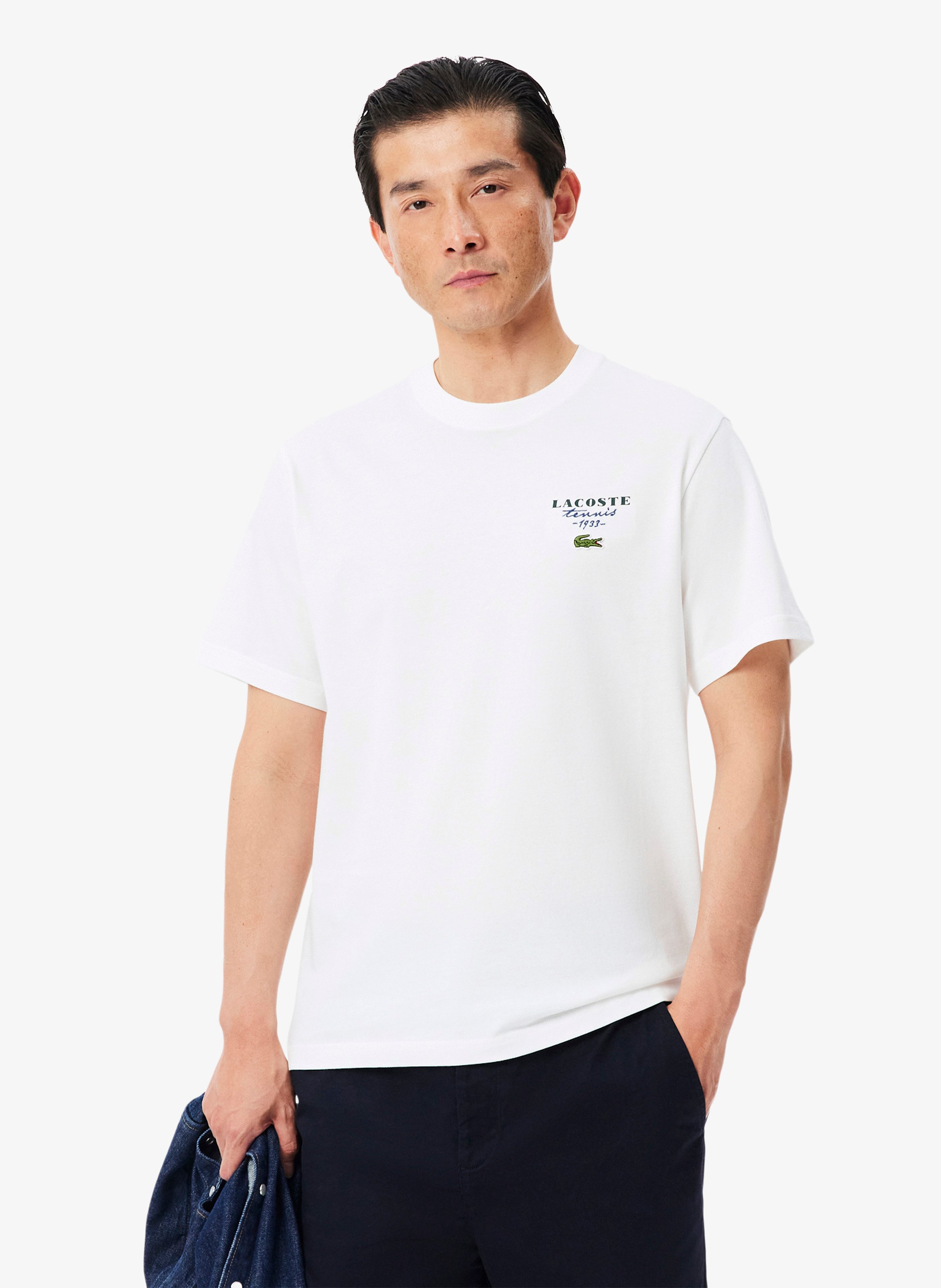 Bedrucktes Baumwoll-T-Shirt LACOSTE Weiss