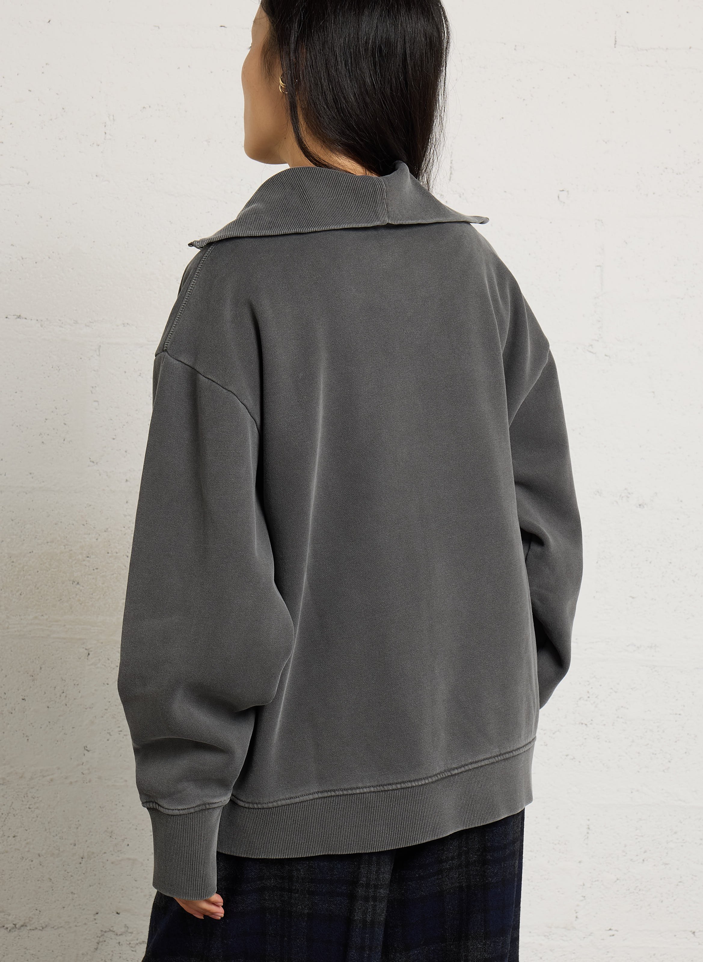 Sweat col zippé en coton  NEWTONE Gris