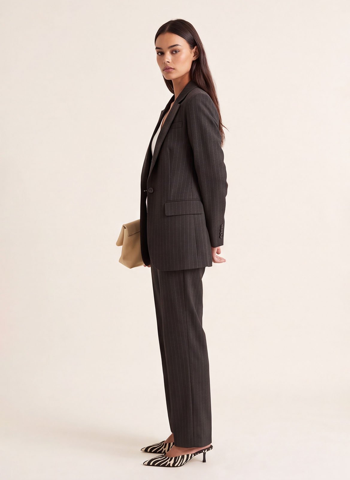Getailleerde blazer met strepen KOOKAI Bruin