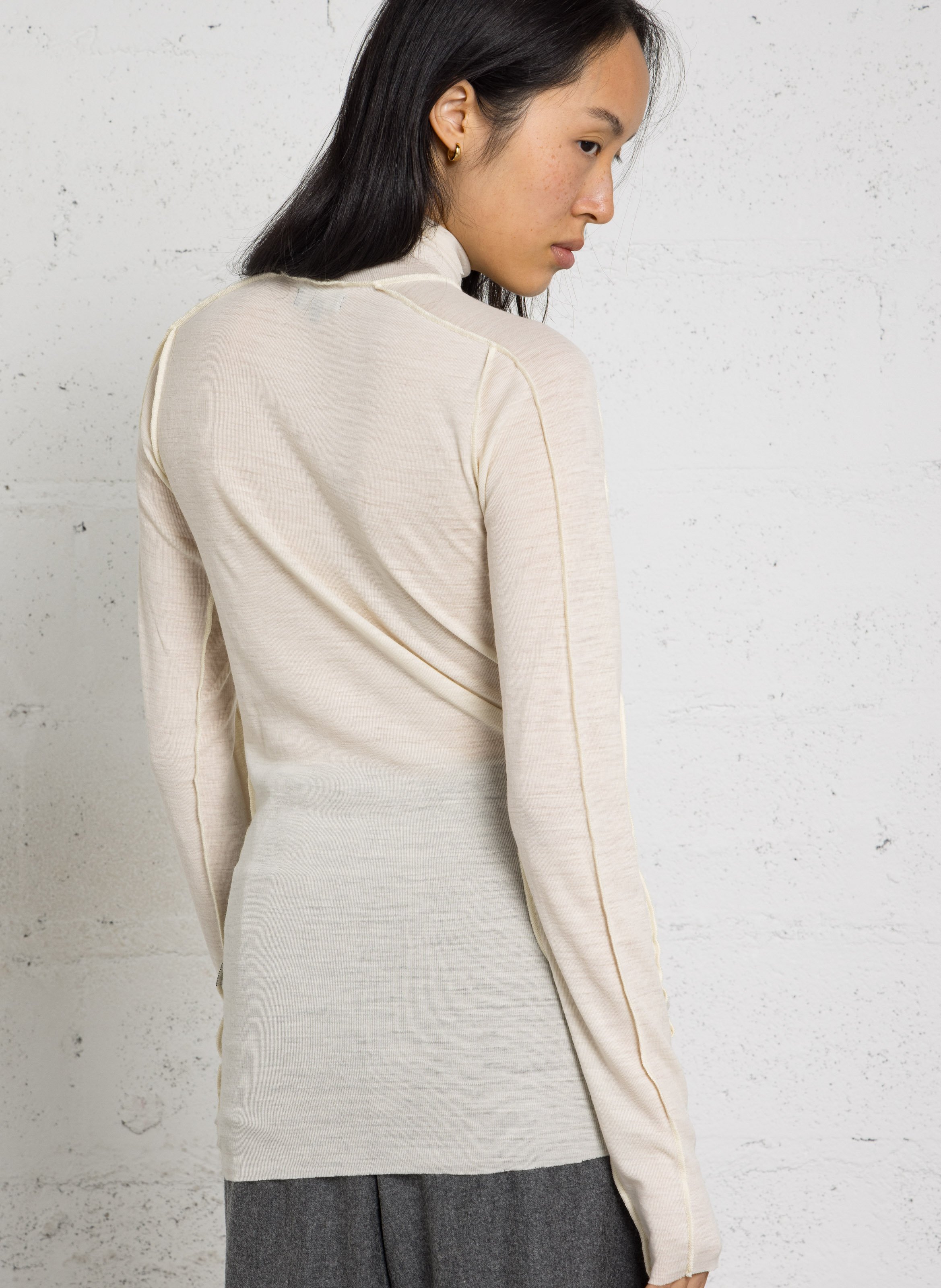 Tee-shirt col montant en laine SOEUR Beige