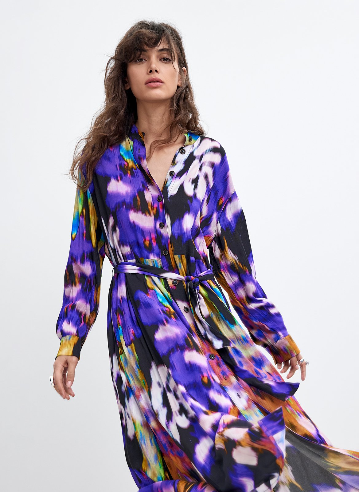 Long printed round-neck dress DESIGUAL Black