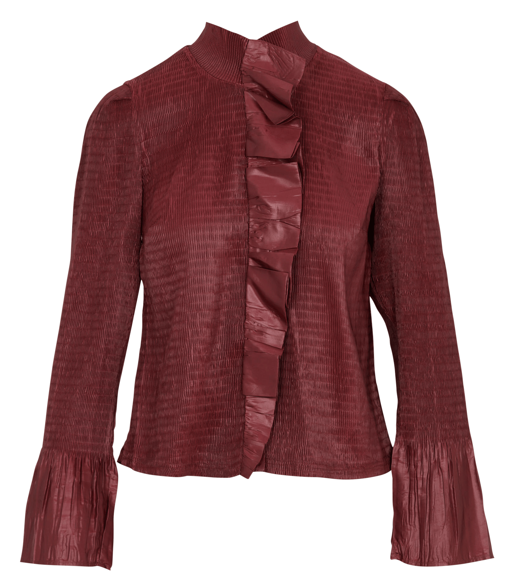 Plissierte Rüschenbluse mit Stehkragen COTELAC Rosa