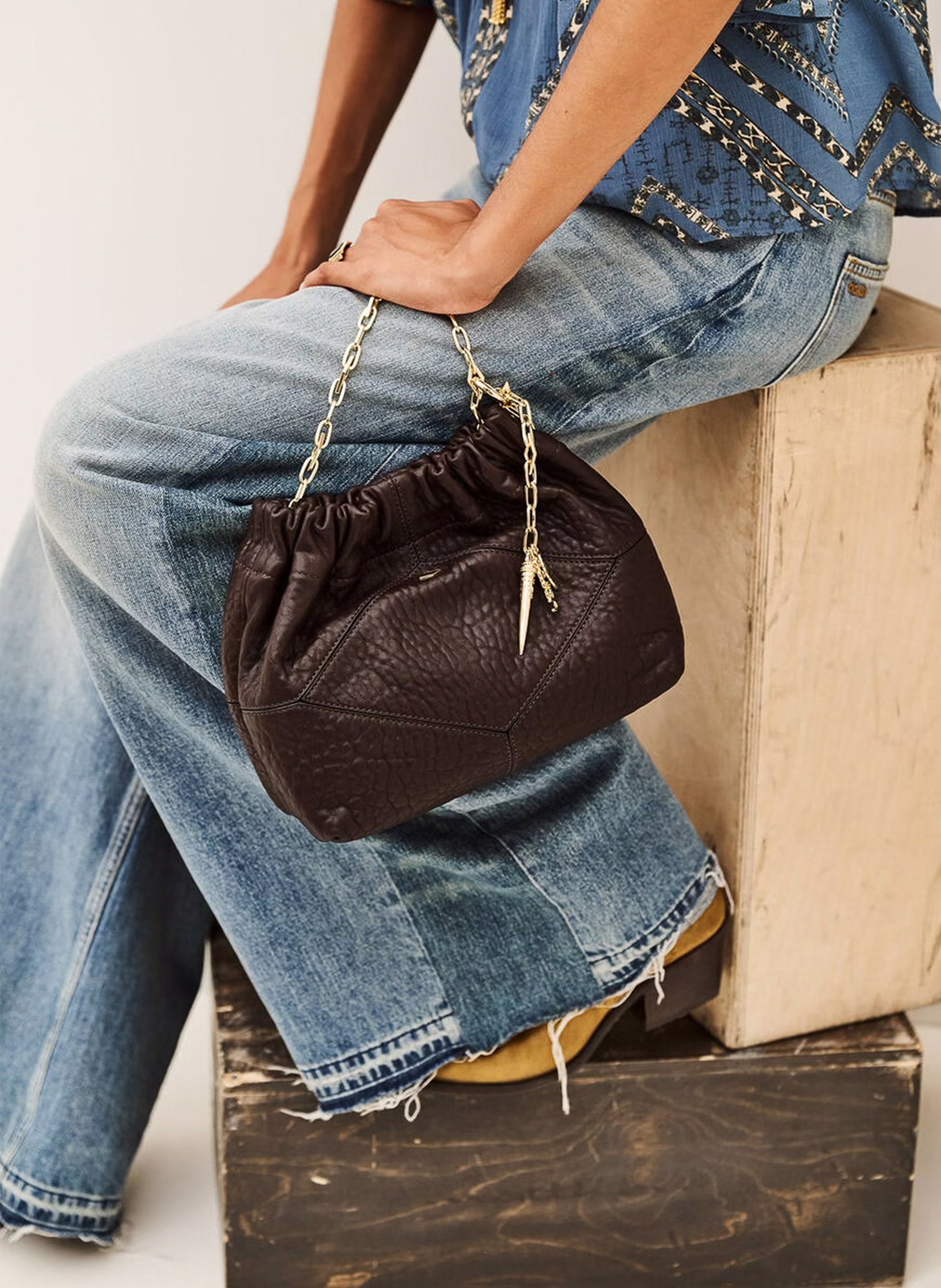 Leather Charm Crossbody Bag BA&SH Brown