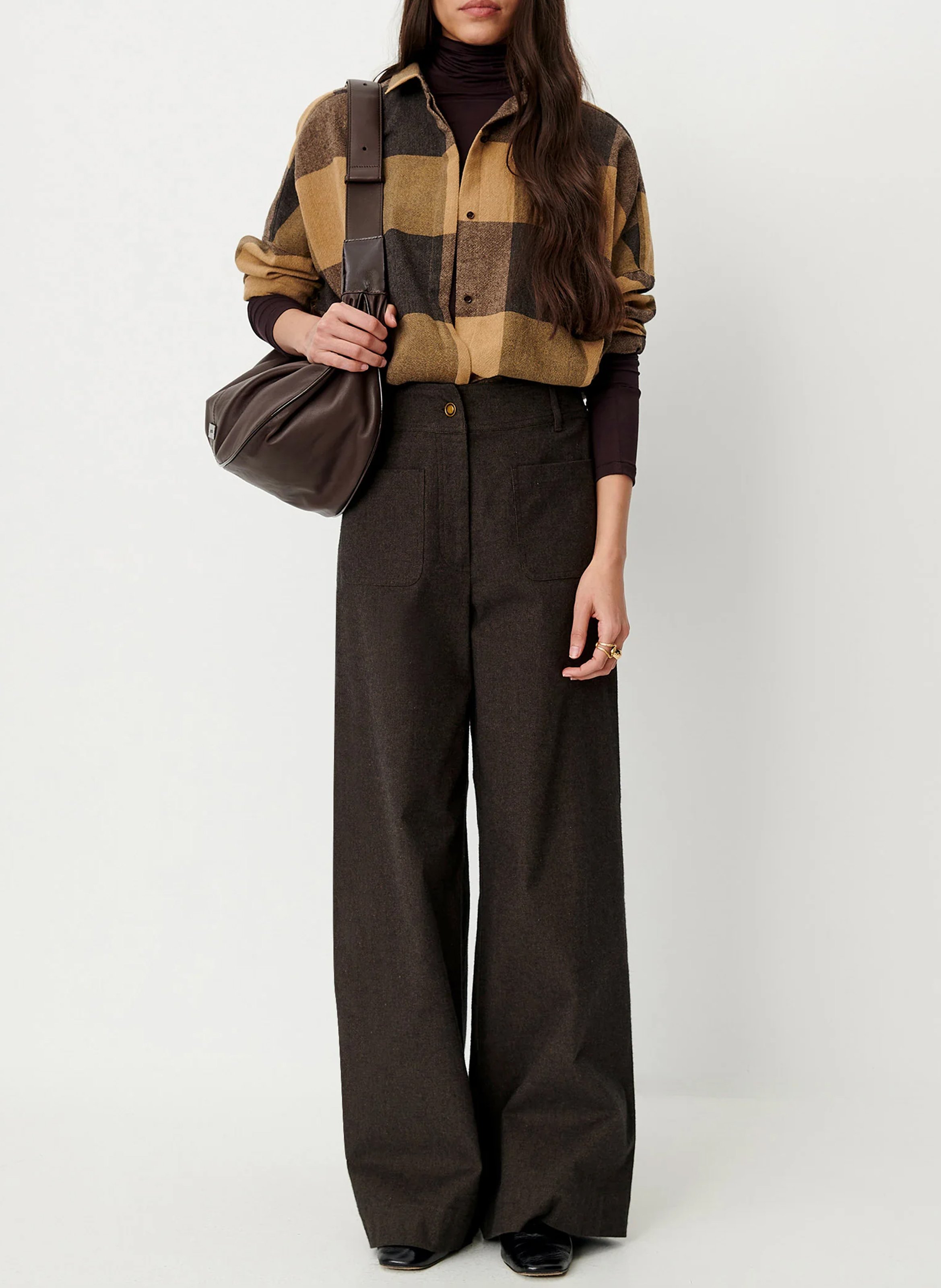 Hohe Taille weite Hose in Uni-Farbe SESSUN Blau