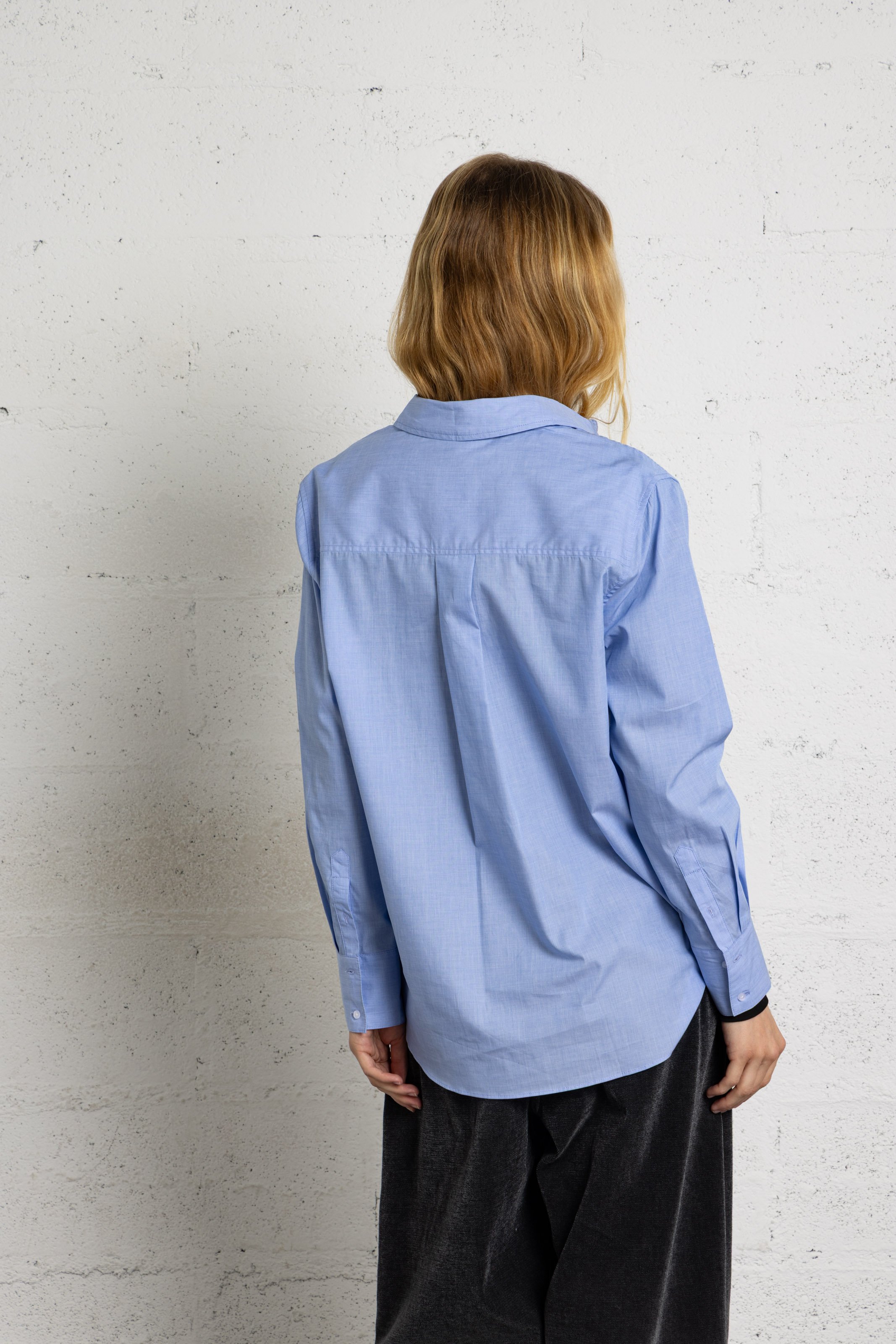 Solid Classic Collar Cotton Shirt SUD EXPRESS Blue