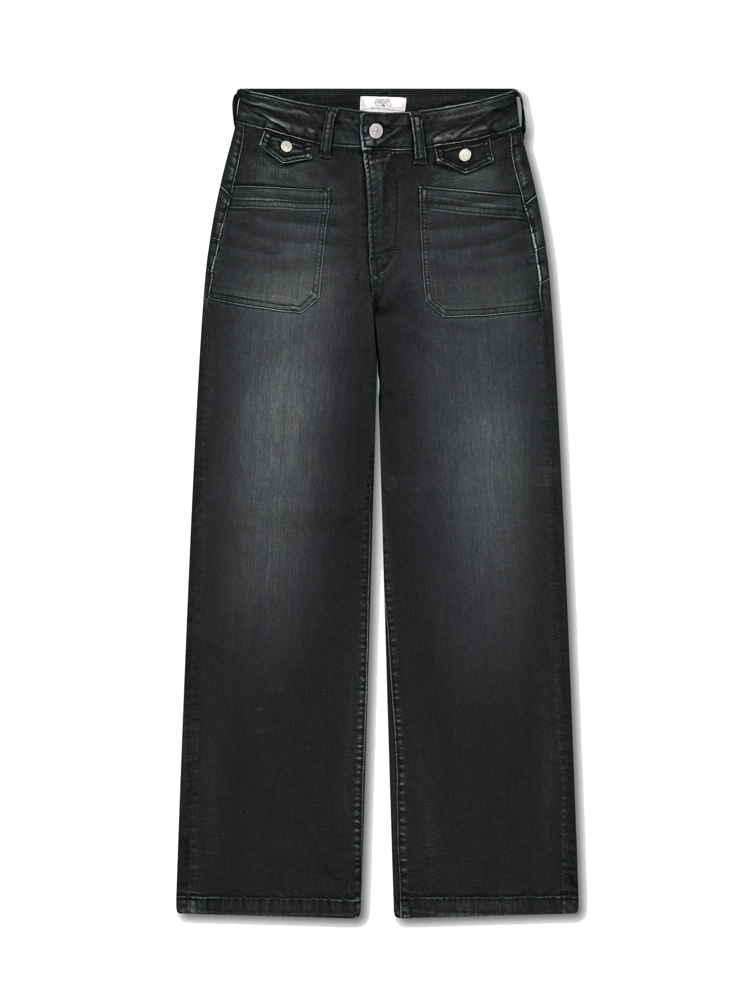 High-waisted loose-fit zip jeans LE TEMPS DES CERISES Black