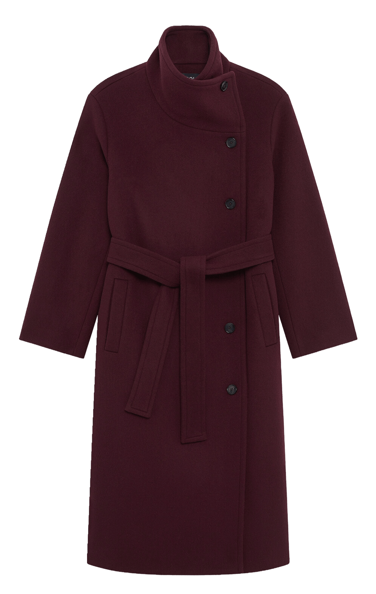 Manteau long ceinturé col montant CAROLL Violet