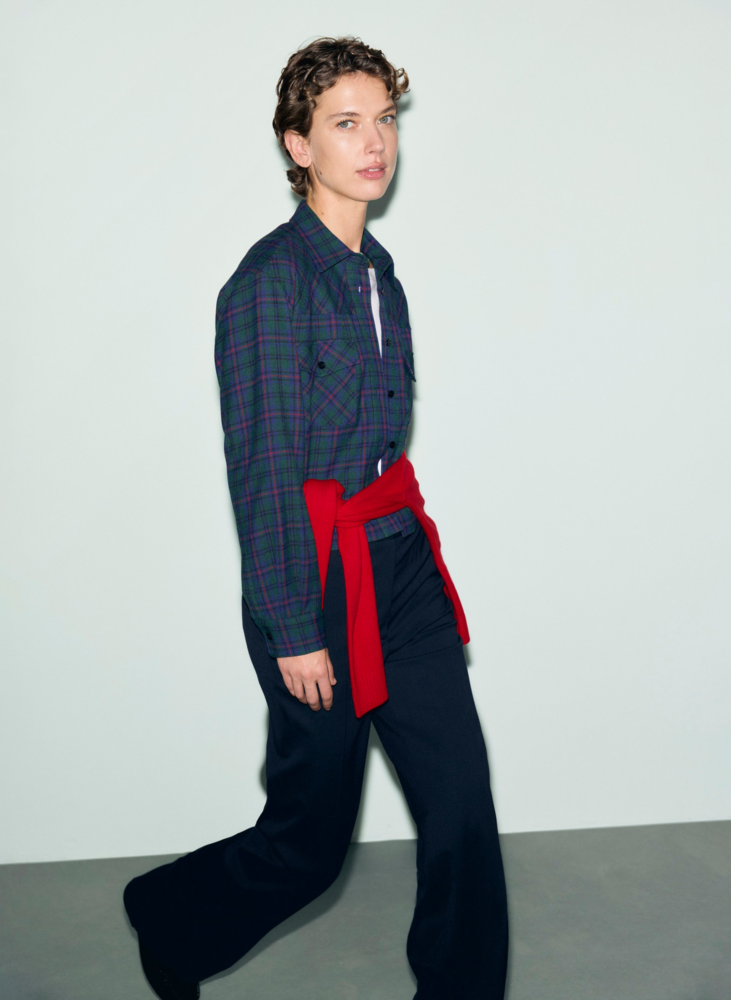 Straight cropped checked shirt GERARD DAREL Green
