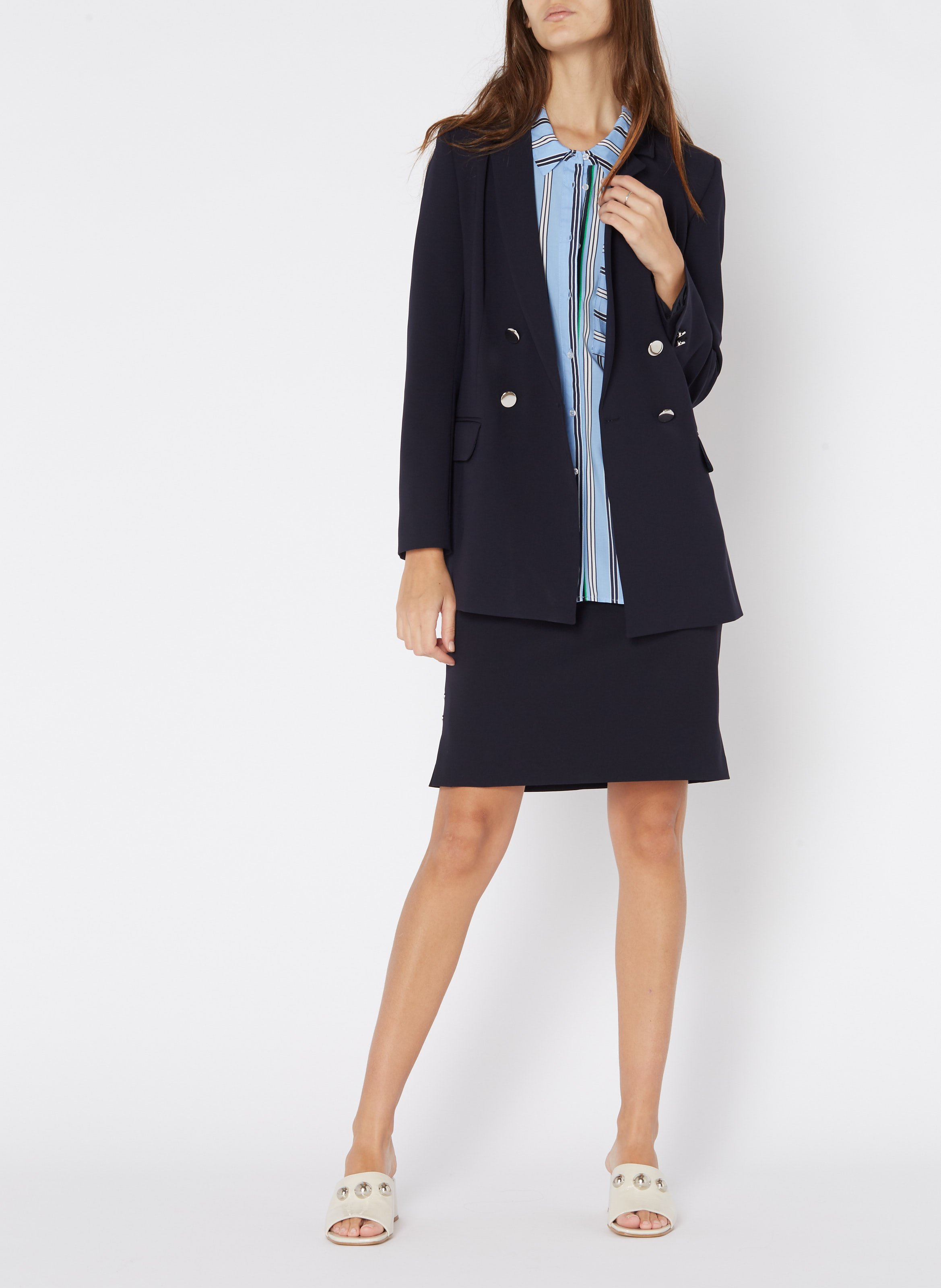 Mid-length jacket with tailored collar MAISON 123 Blue