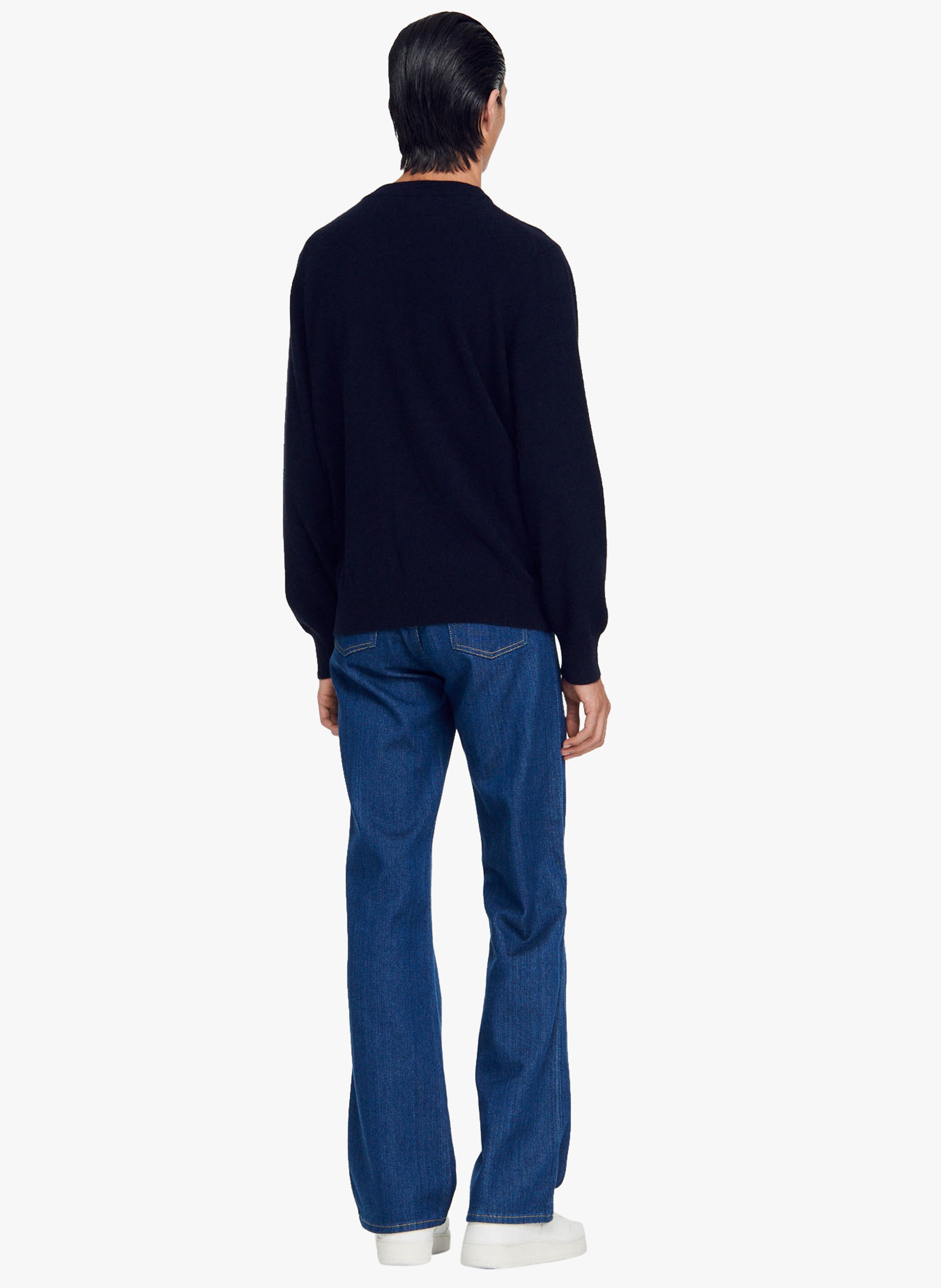 Pull col rond regular-fit en cachemire SANDRO Bleu