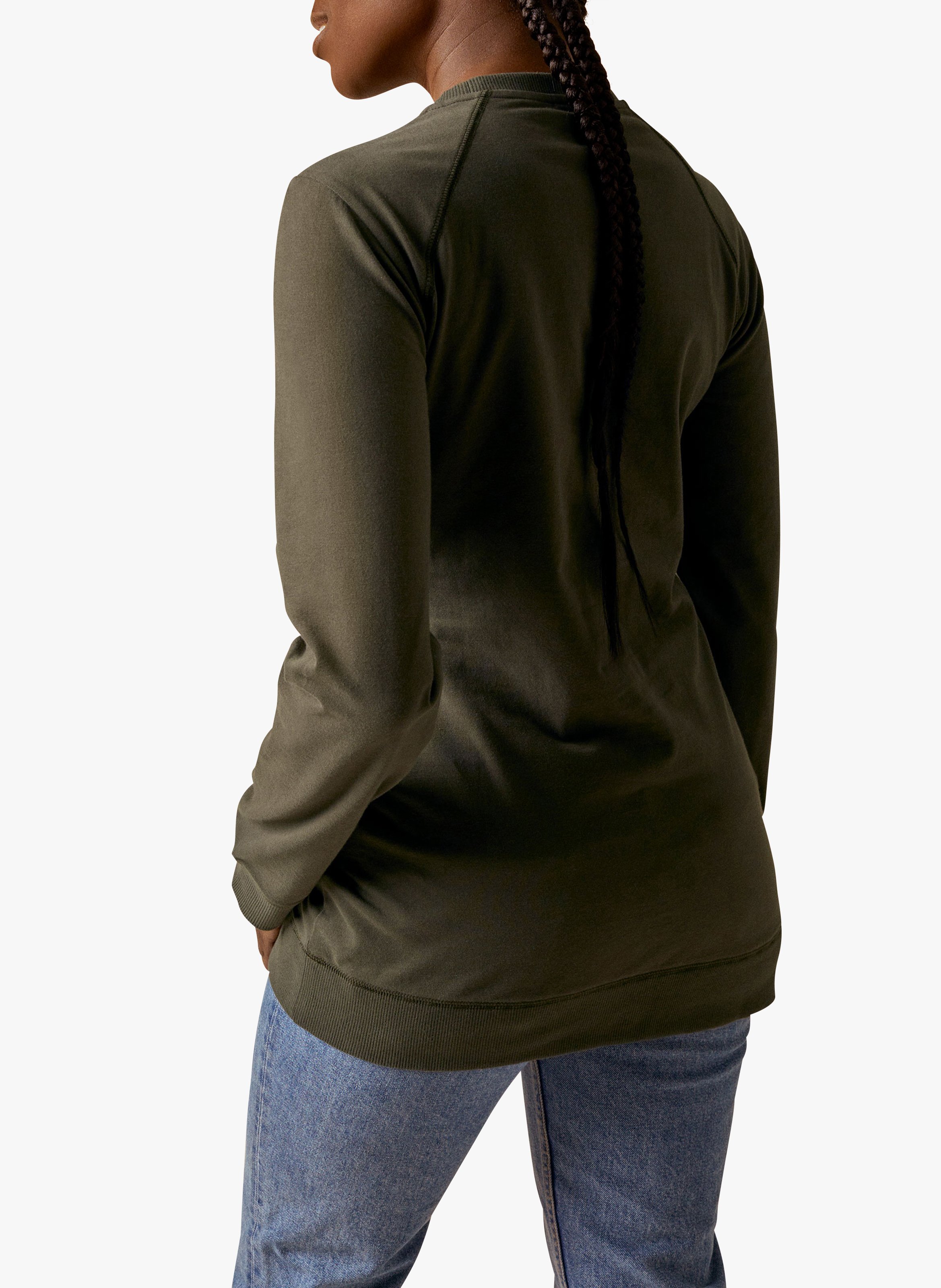 Sweat de grossesse et d'allaitement col rond en coton bio mélangé  BOOB Kaki