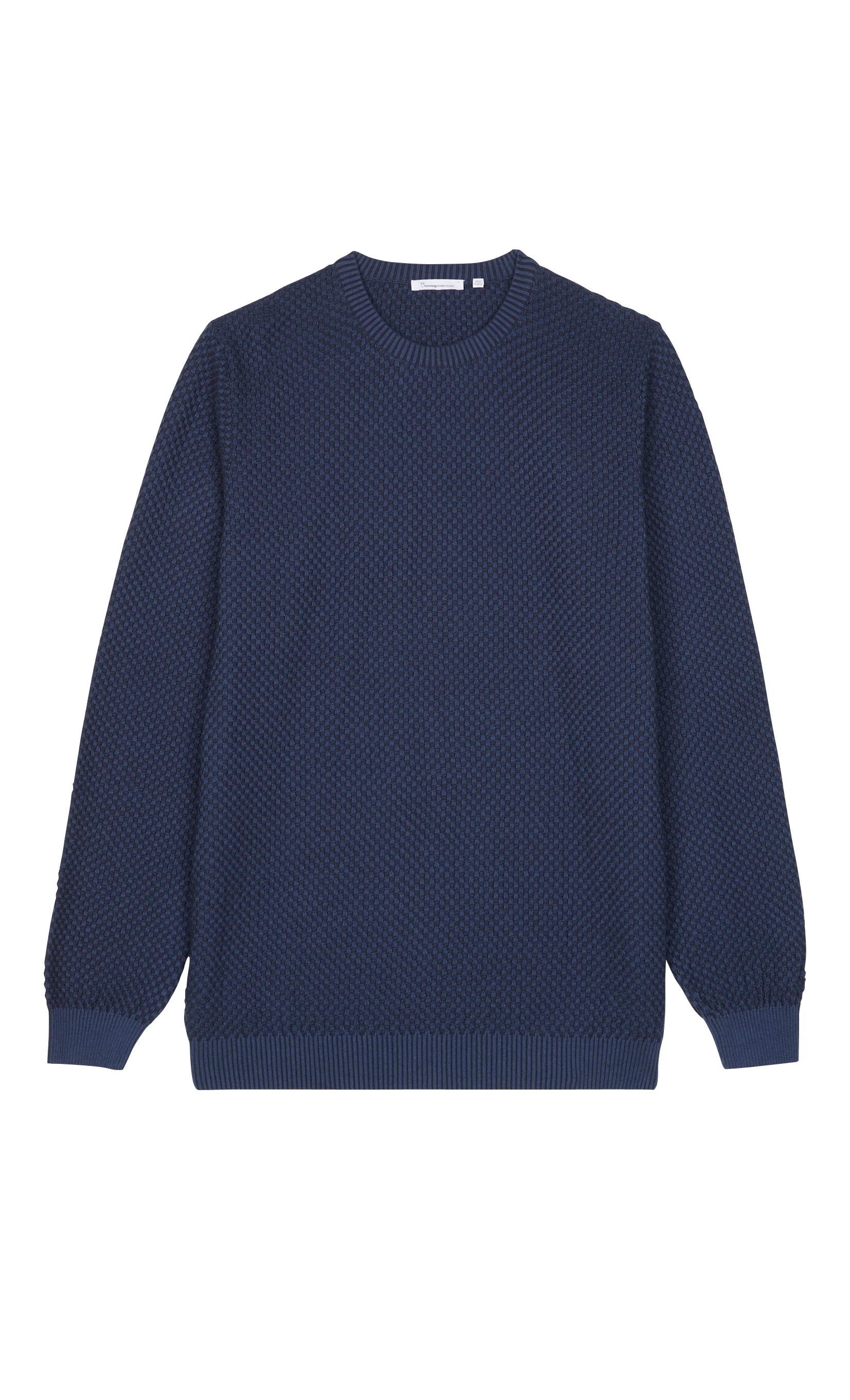 Pull droit col rond en coton biologique KNOWLEDGE COTTON APPAREL Bleu