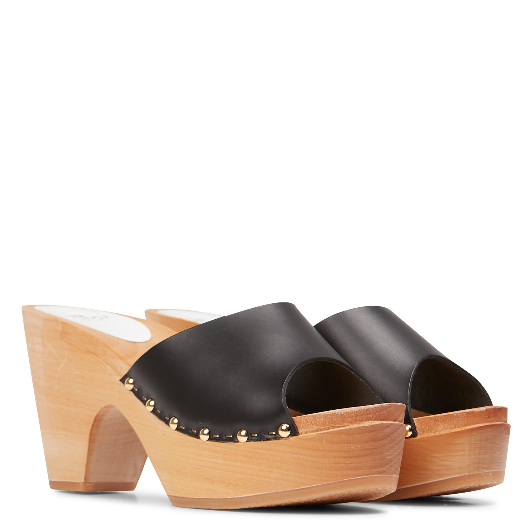 Open, leren klompen met hoge hak SABOTS YOUYOU Zwart