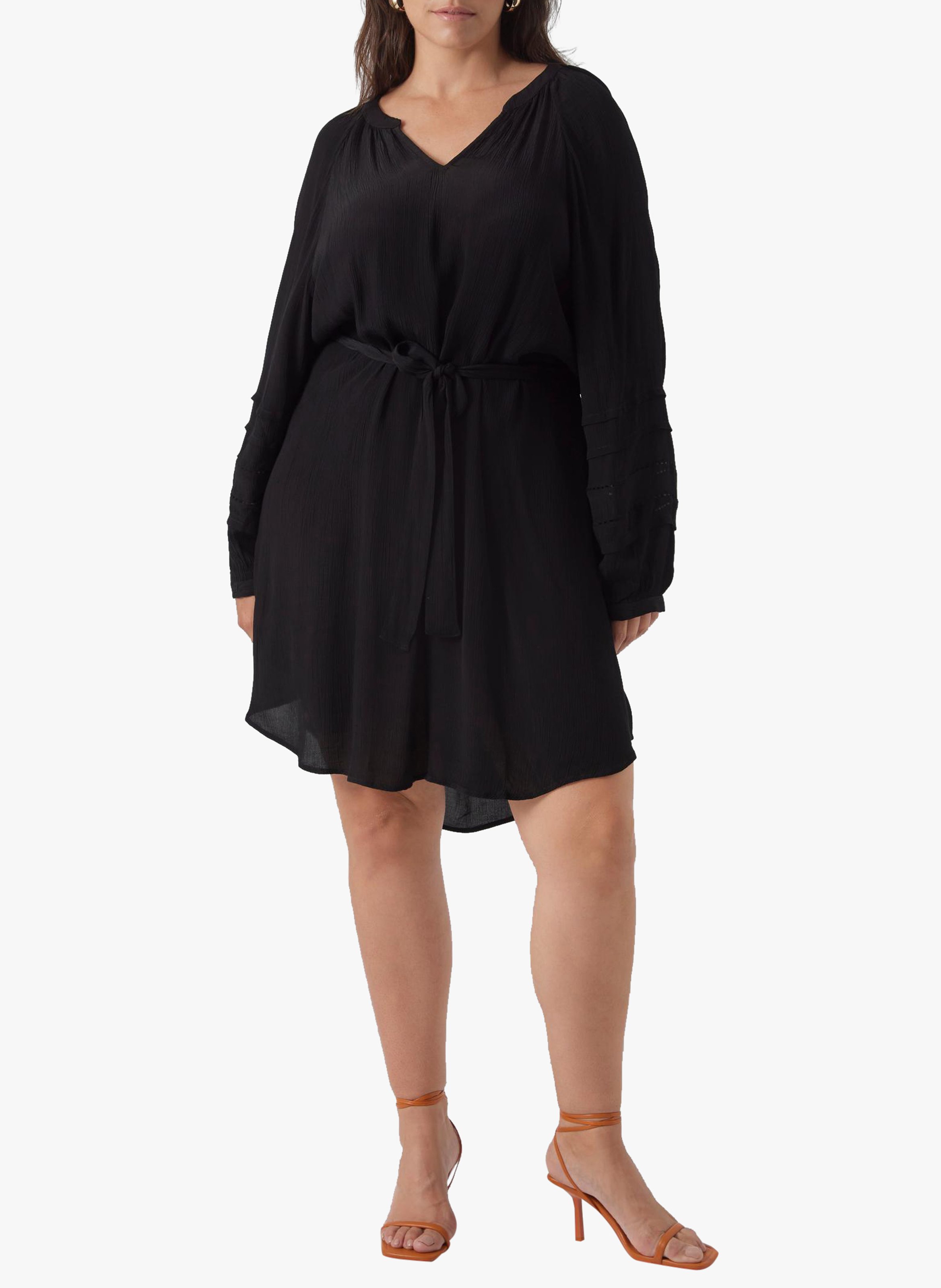 Belted V-neck midi dress VERO MODA CURVE Black