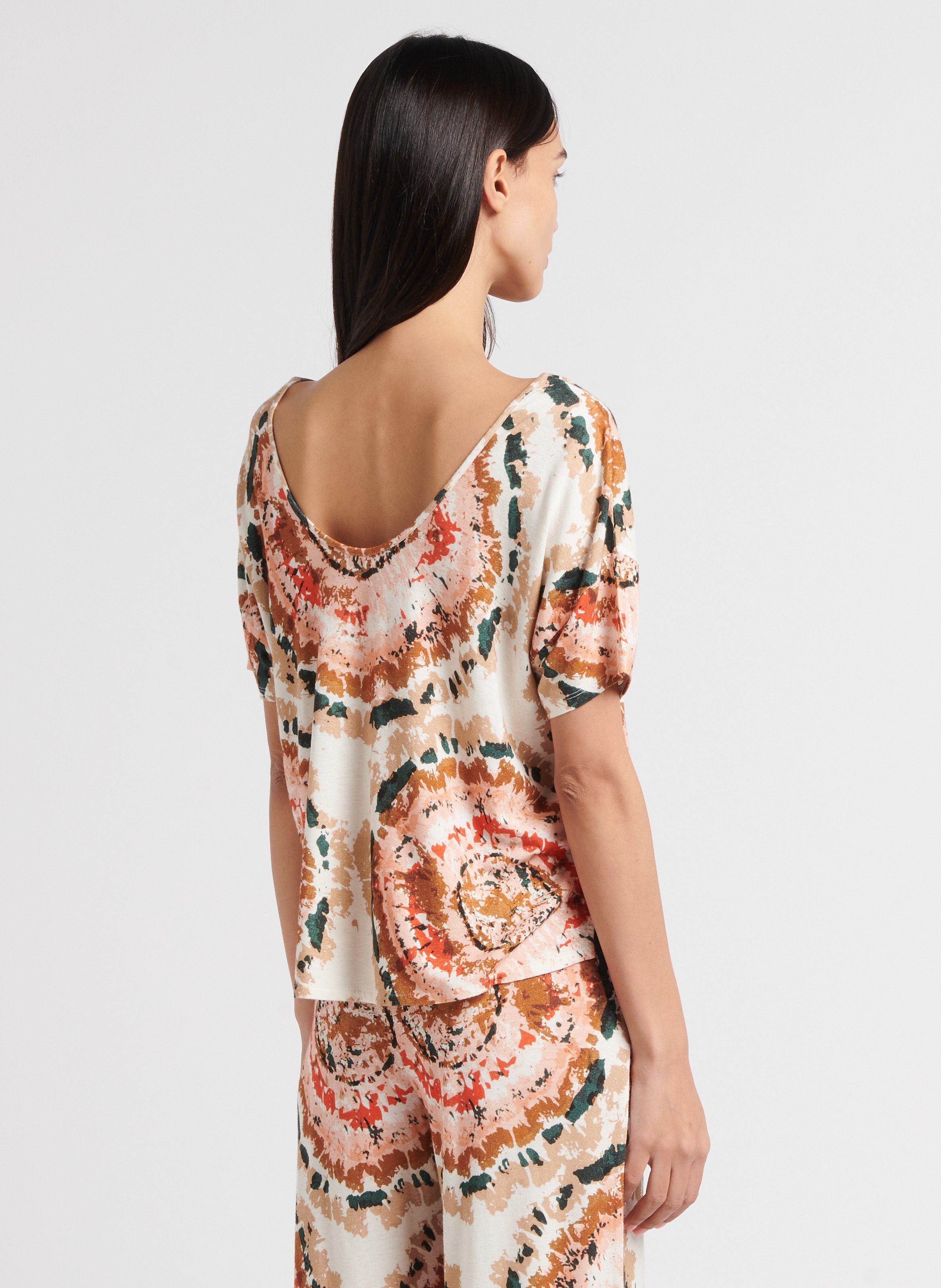 Tee-shirt col bateau imprimé MAJESTIC FILATURES Multicolore