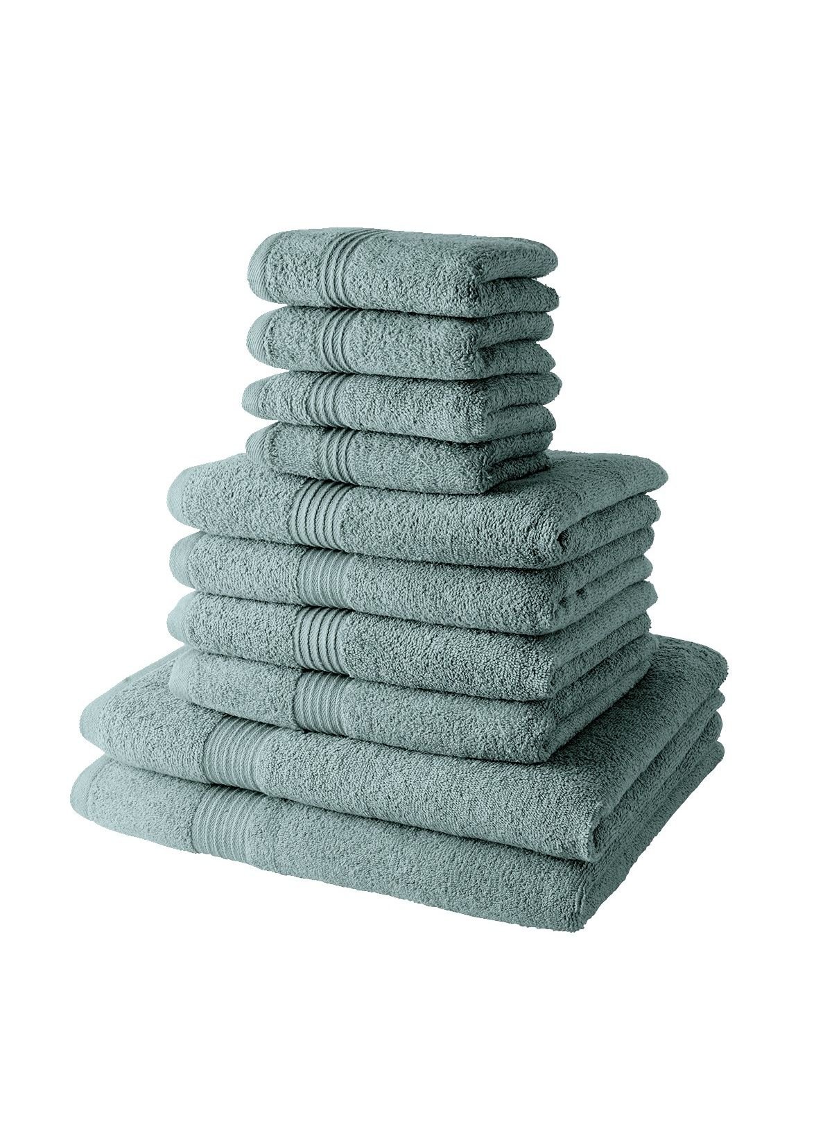 Set of cotton towels and bath sheets ESSENTIAL Vert