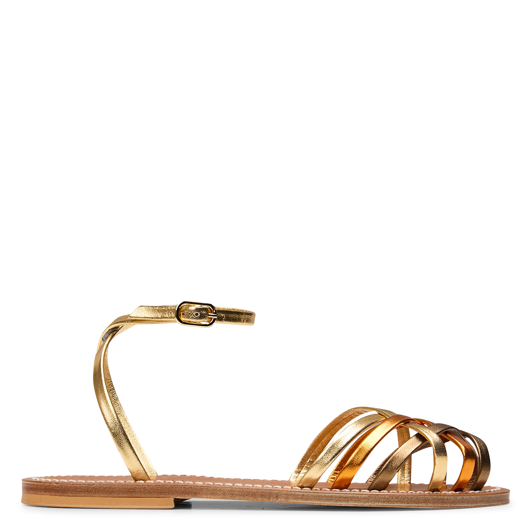 Aouda flat leather sandals K JACQUES Multicolored