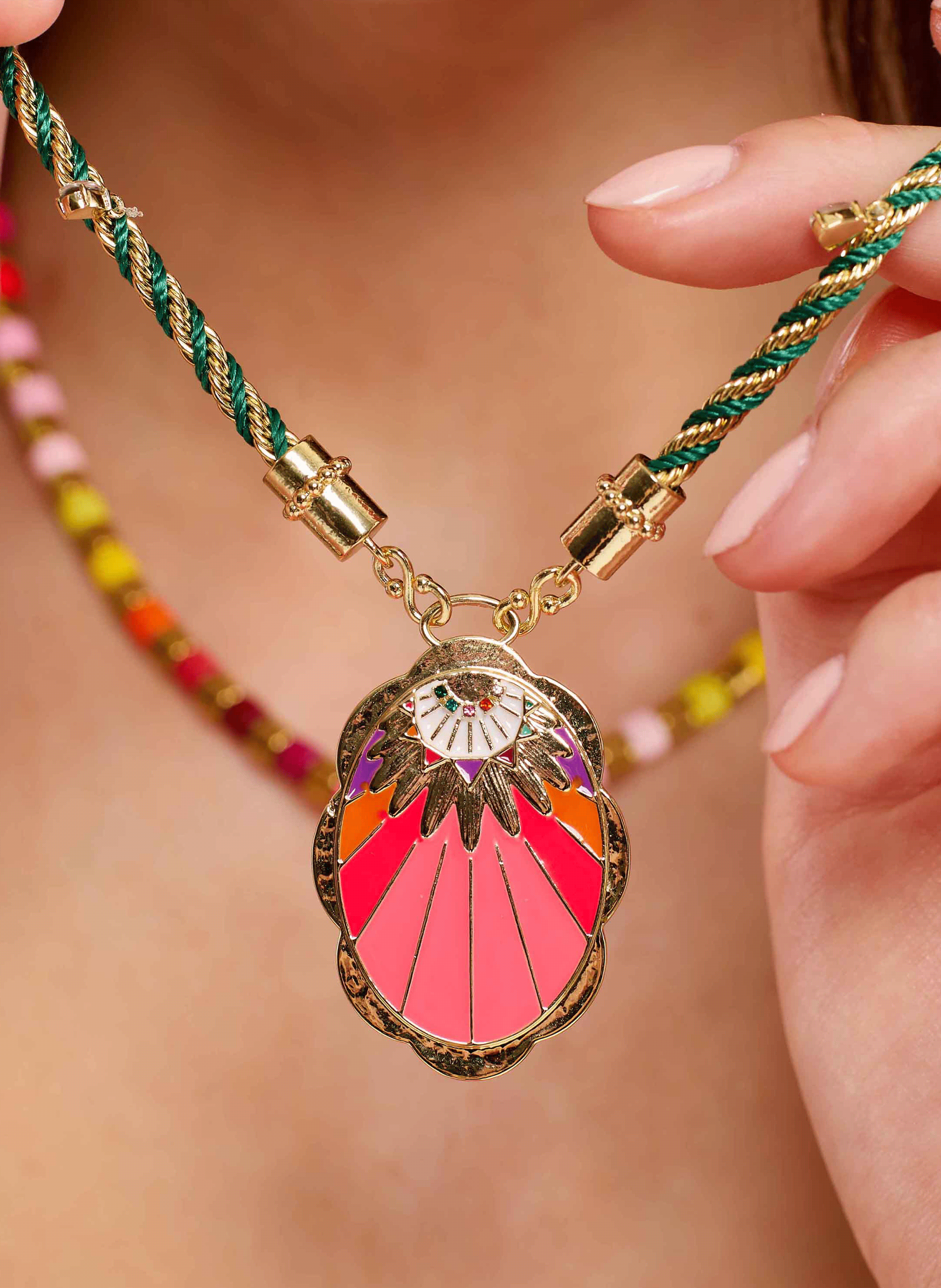 Long cord necklace with central charm HIPANEMA Multicolored