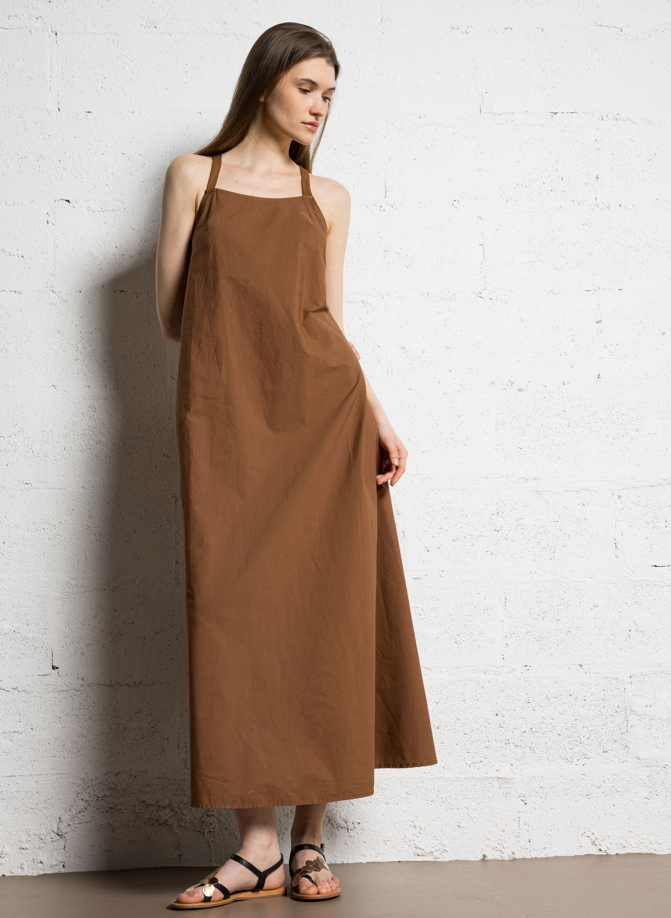 Robe col carré en coton TINSELS Beige