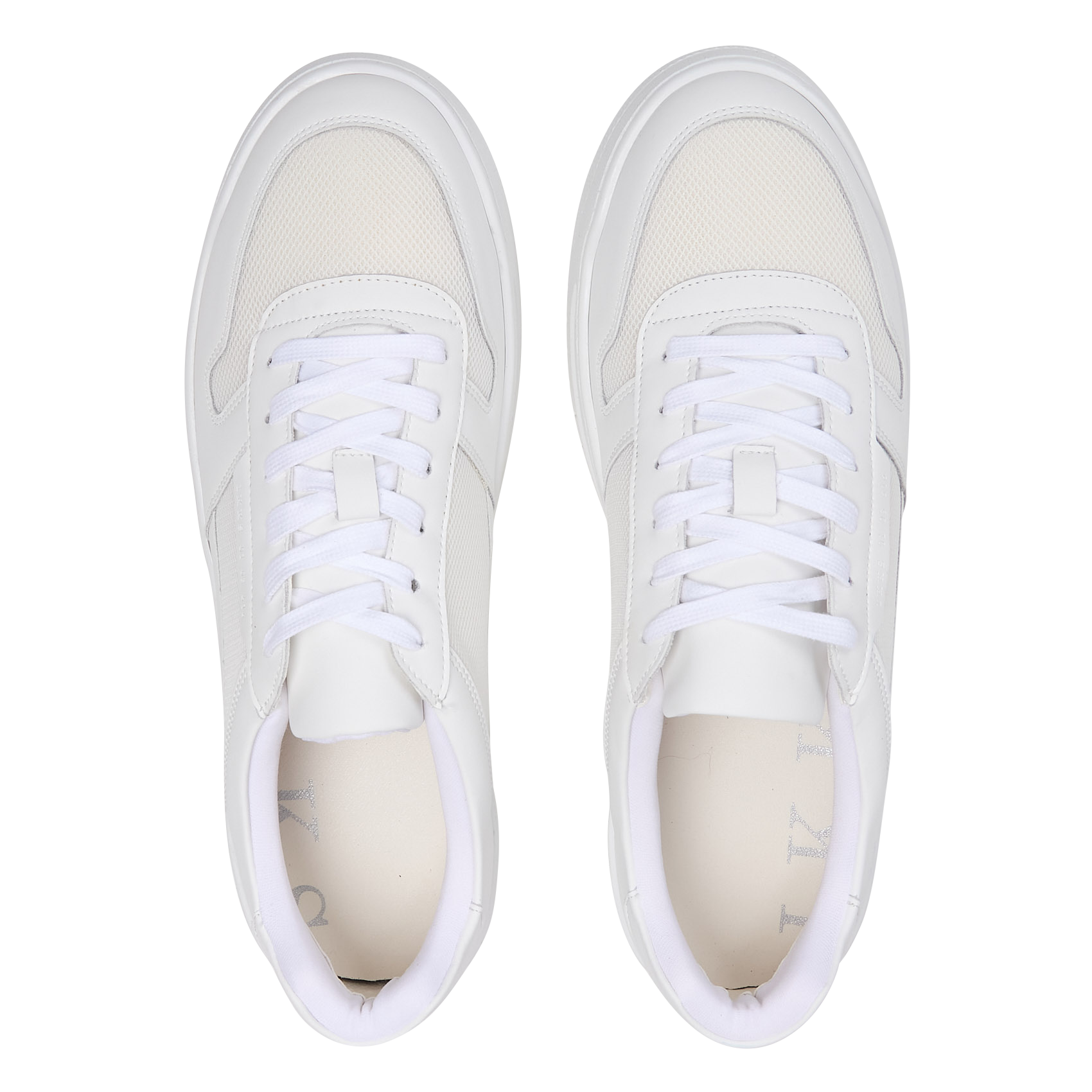 Baskets basses en cuir mélangé Blanc