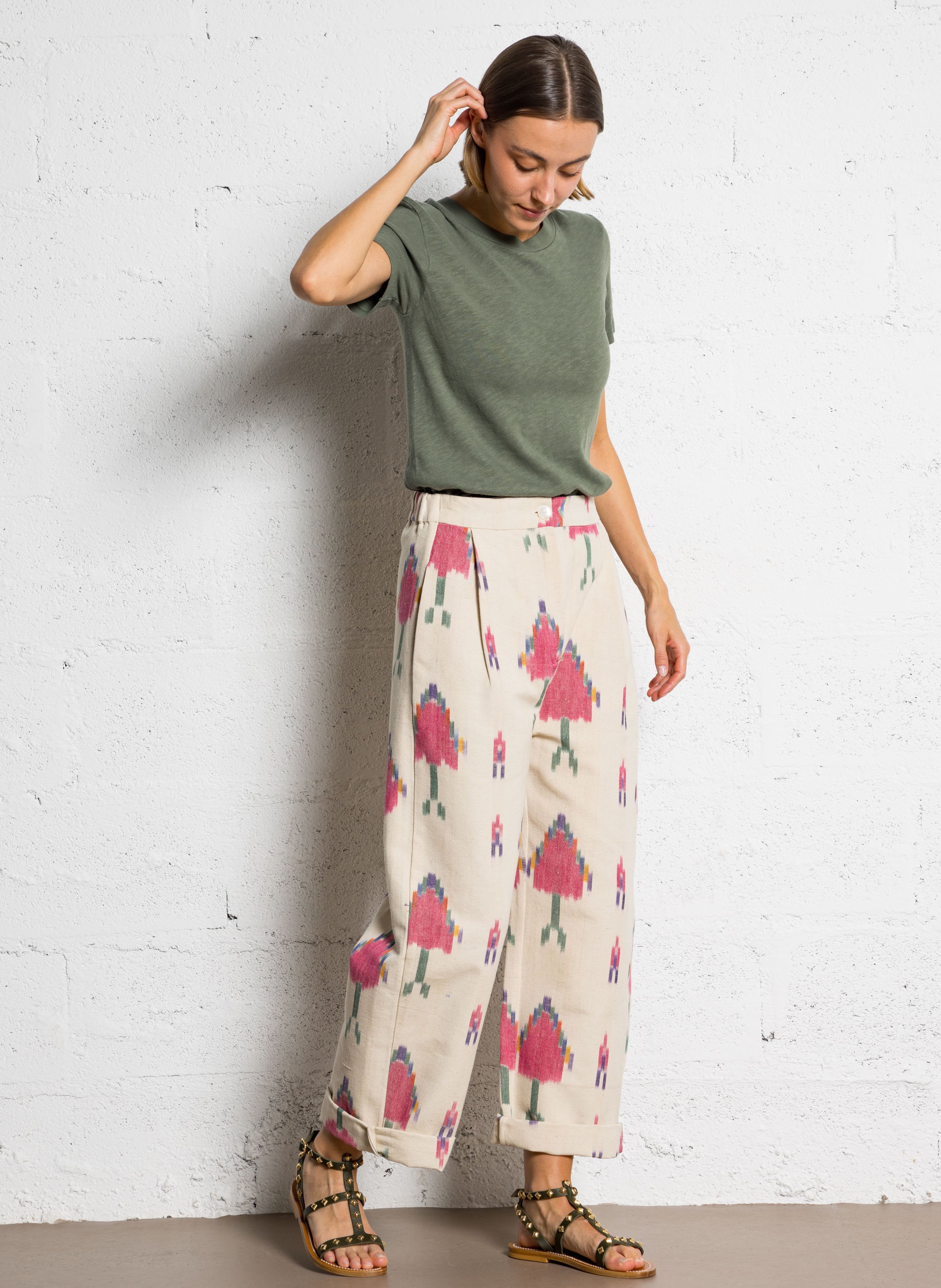 Pantalon large en coton imprimé AUTRE AURA Multicolore