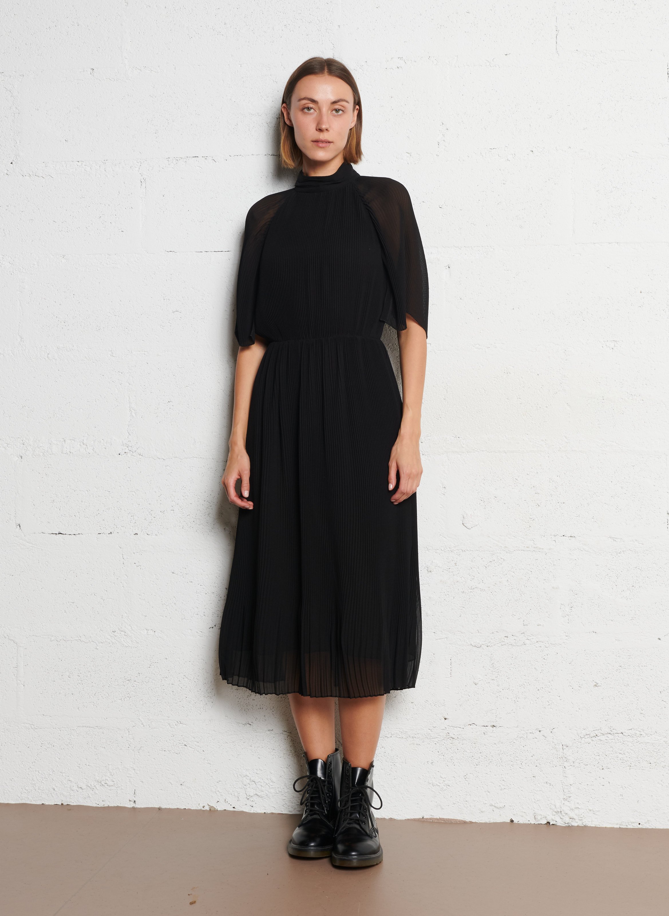 Pleated midi dress IKKS Black