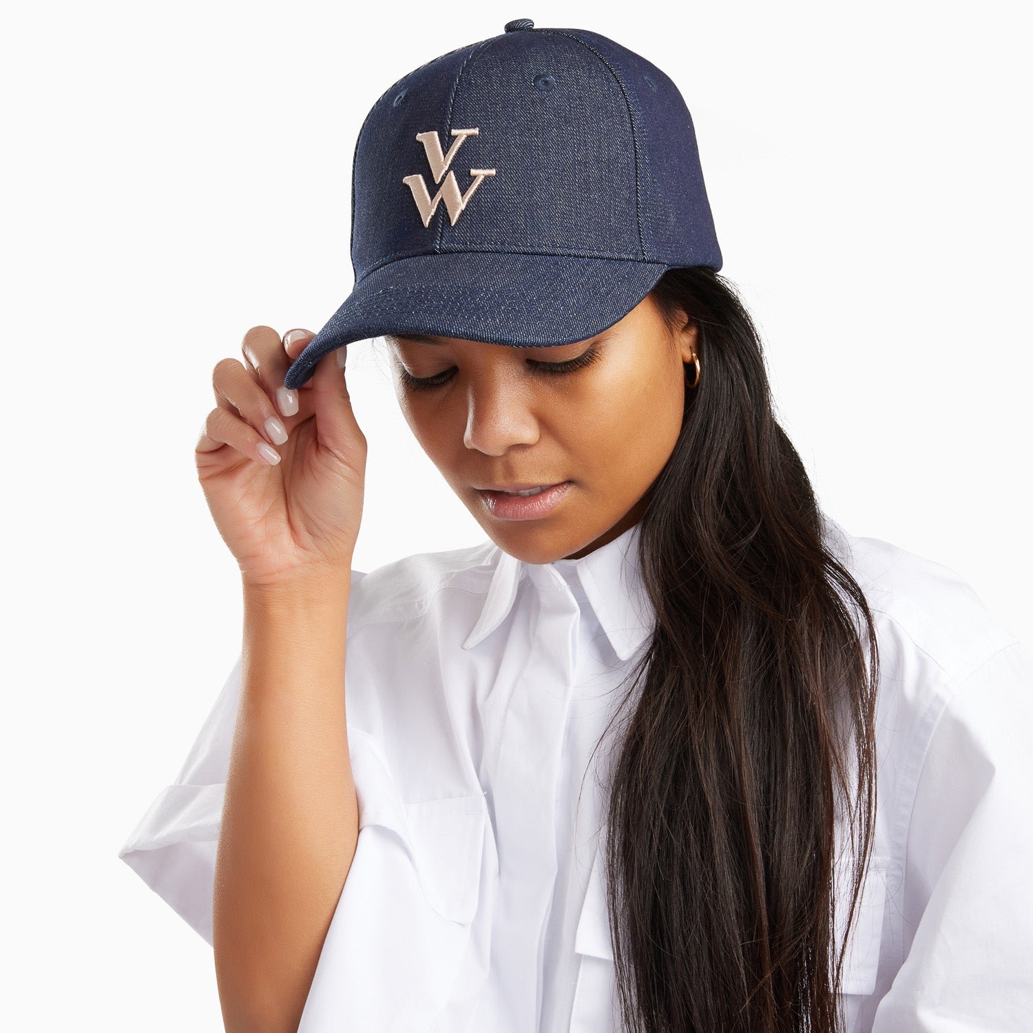Leopard canvas cap with embroidered logo VANESSA WU Blue