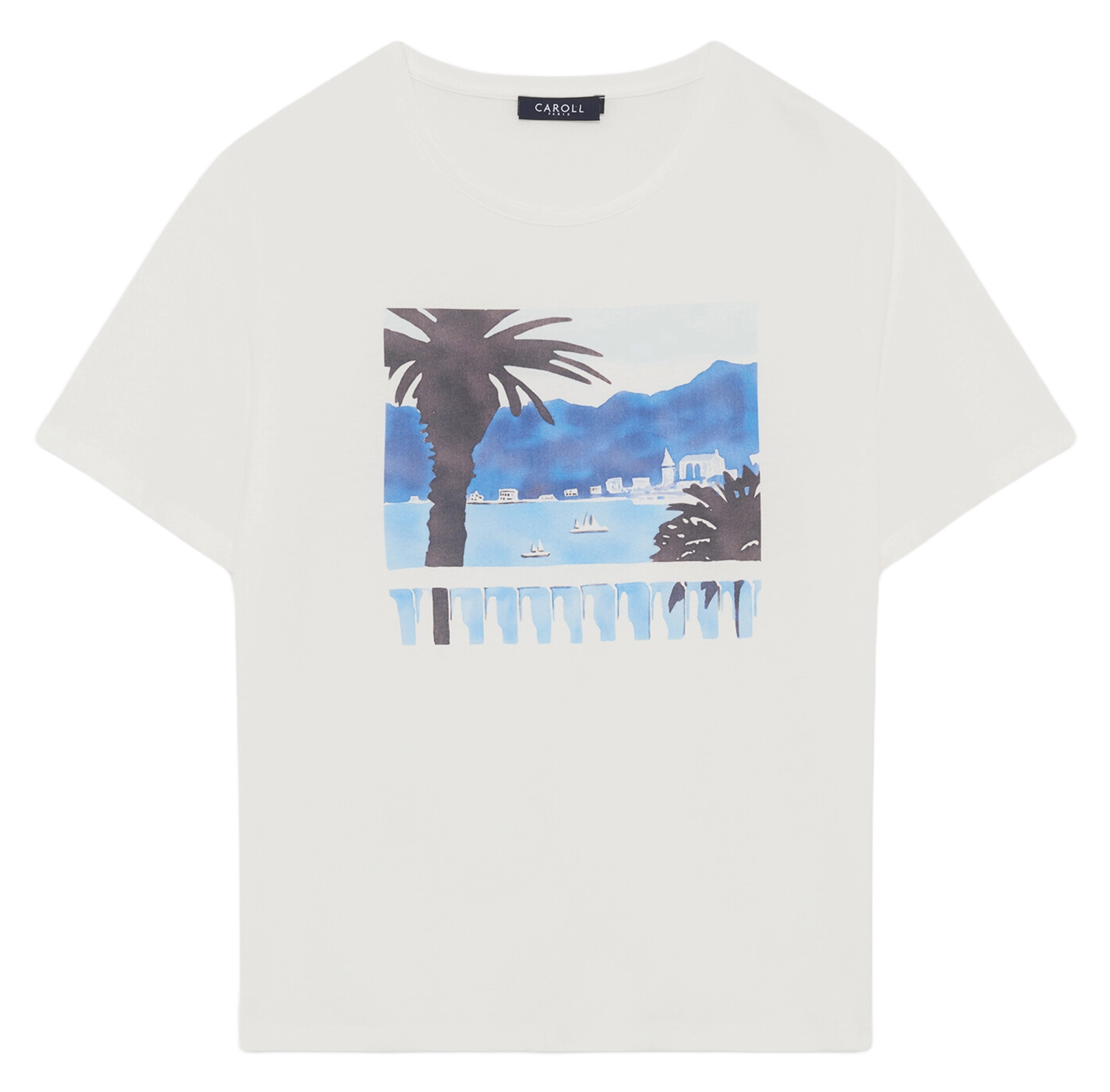 Straight T-shirt with front print CAROLL Beige