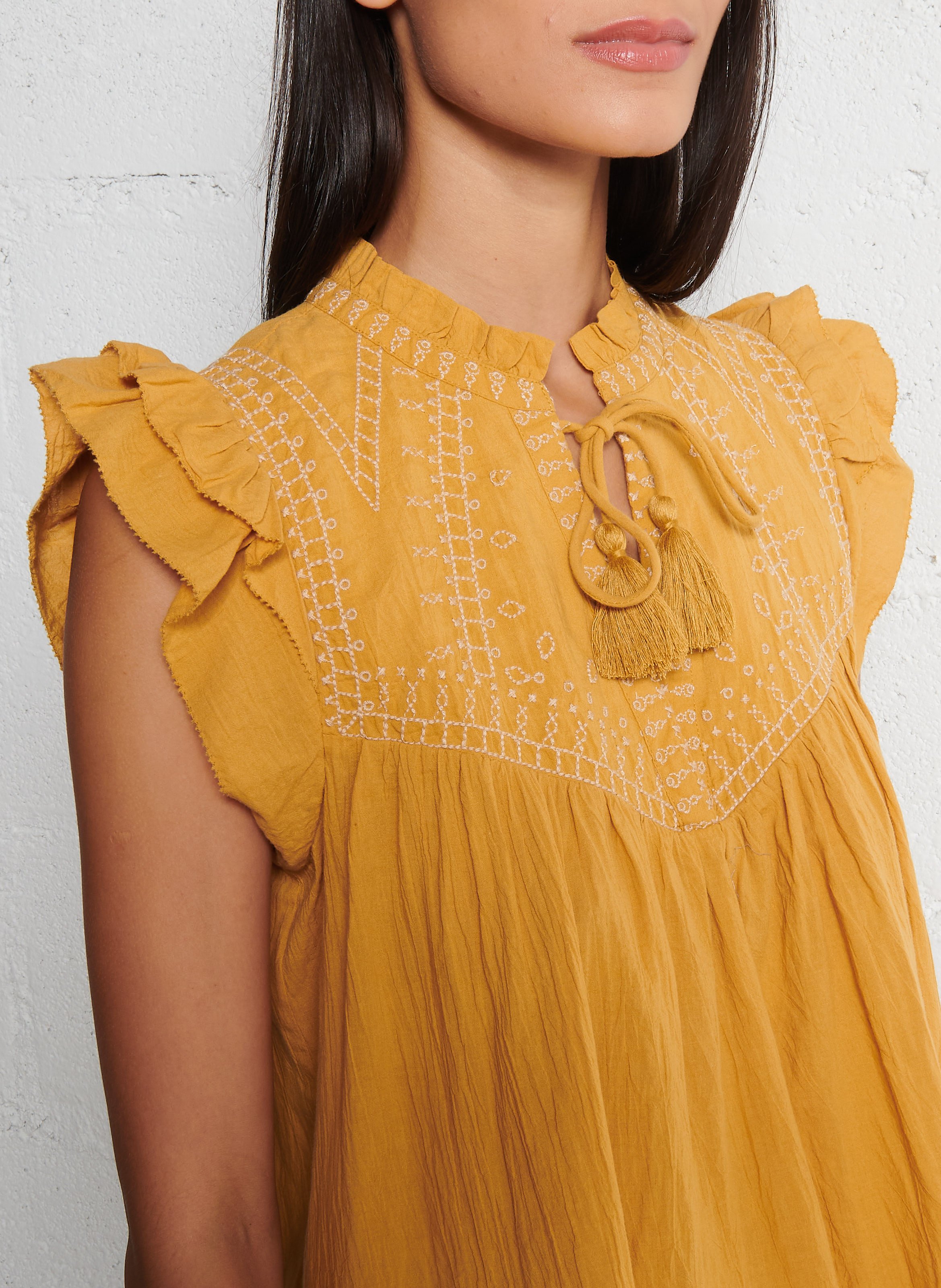 Blouse brodée sans manches BA&SH Beige