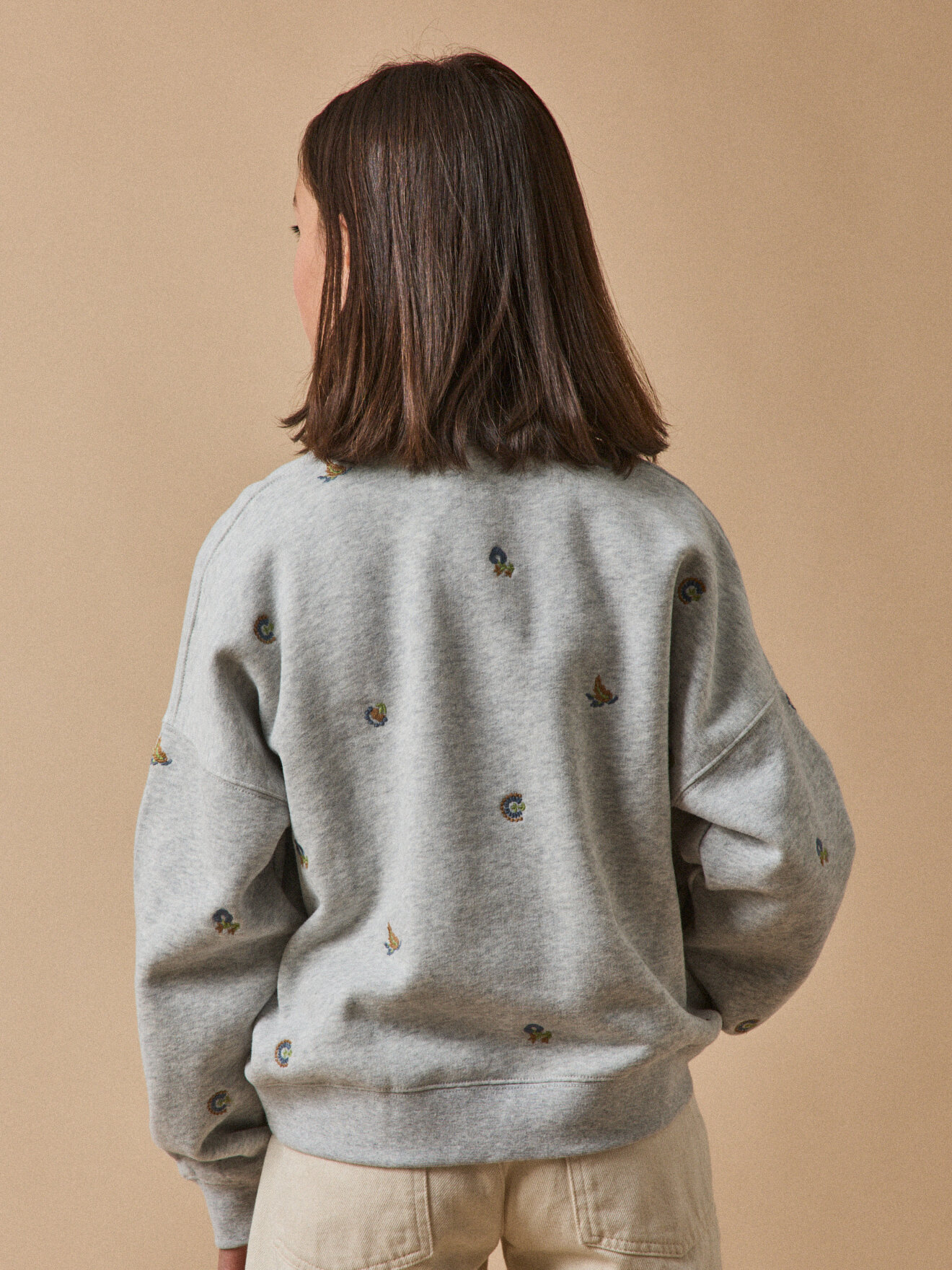 Embroidered organic cotton sweatshirt CYRILLUS Grey
