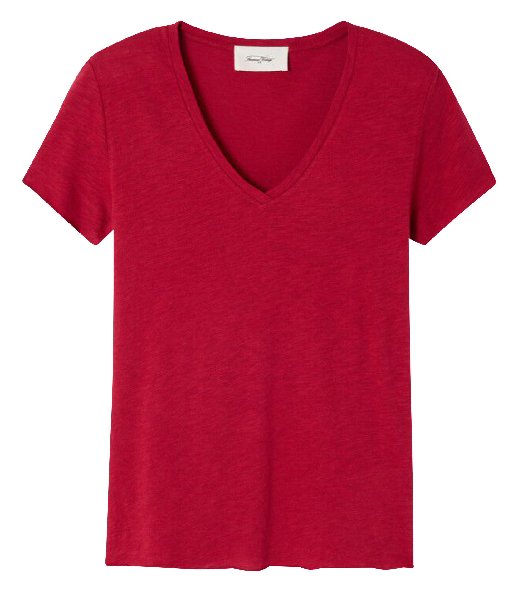 Recht T-shirt met V-hals | katoenblend AMERICAN VINTAGE Rood