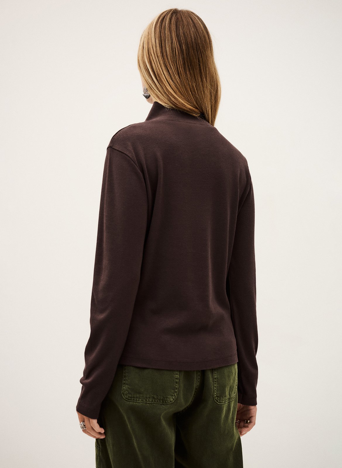 Pull col montant en en coton BA&SH Marron