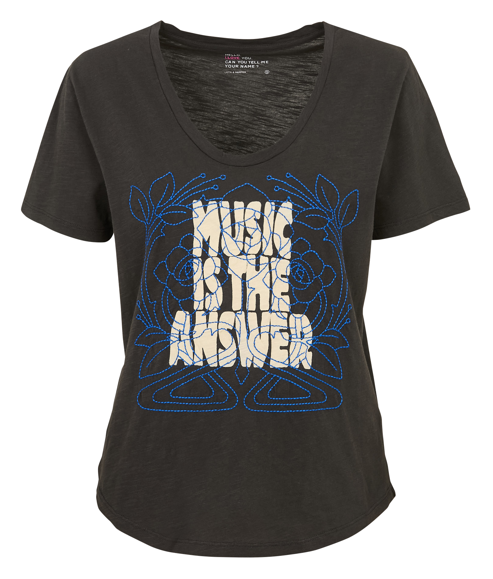 T-shirt van biokatoen met ronde hals LEON & HARPER Grijs