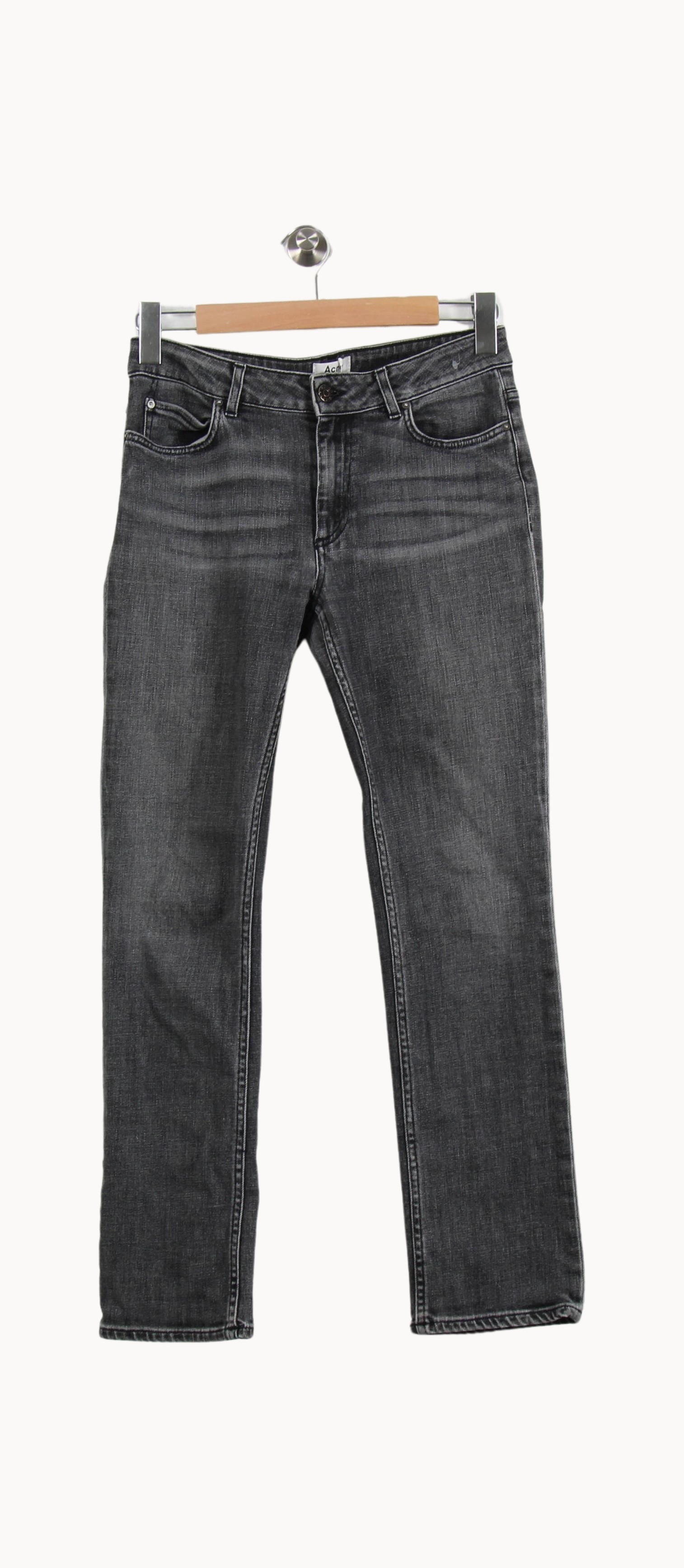 Cropped slim jeans with studs ACNE STUDIOS - Seconde Main Grey