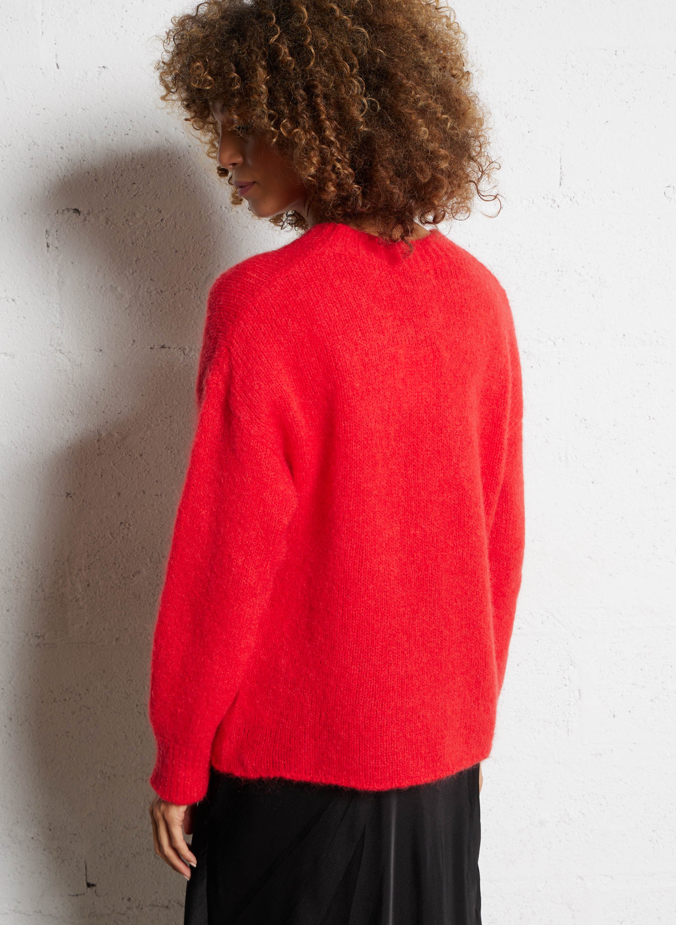 Pull col rond en laine mélangée MAISON ANJE Rouge