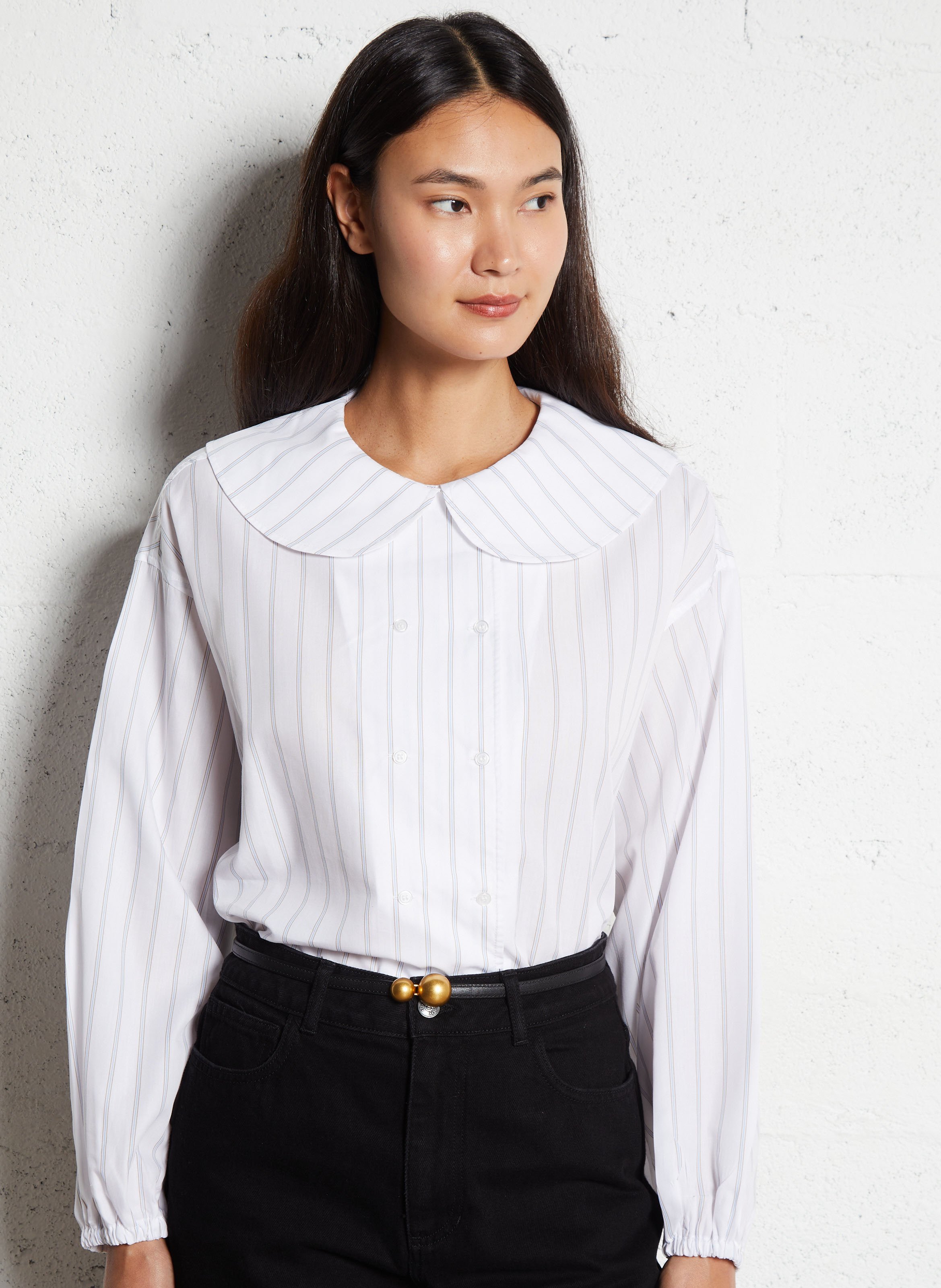 Chemise oversize en coton mélangé THE TINY BIG SISTER Blanc