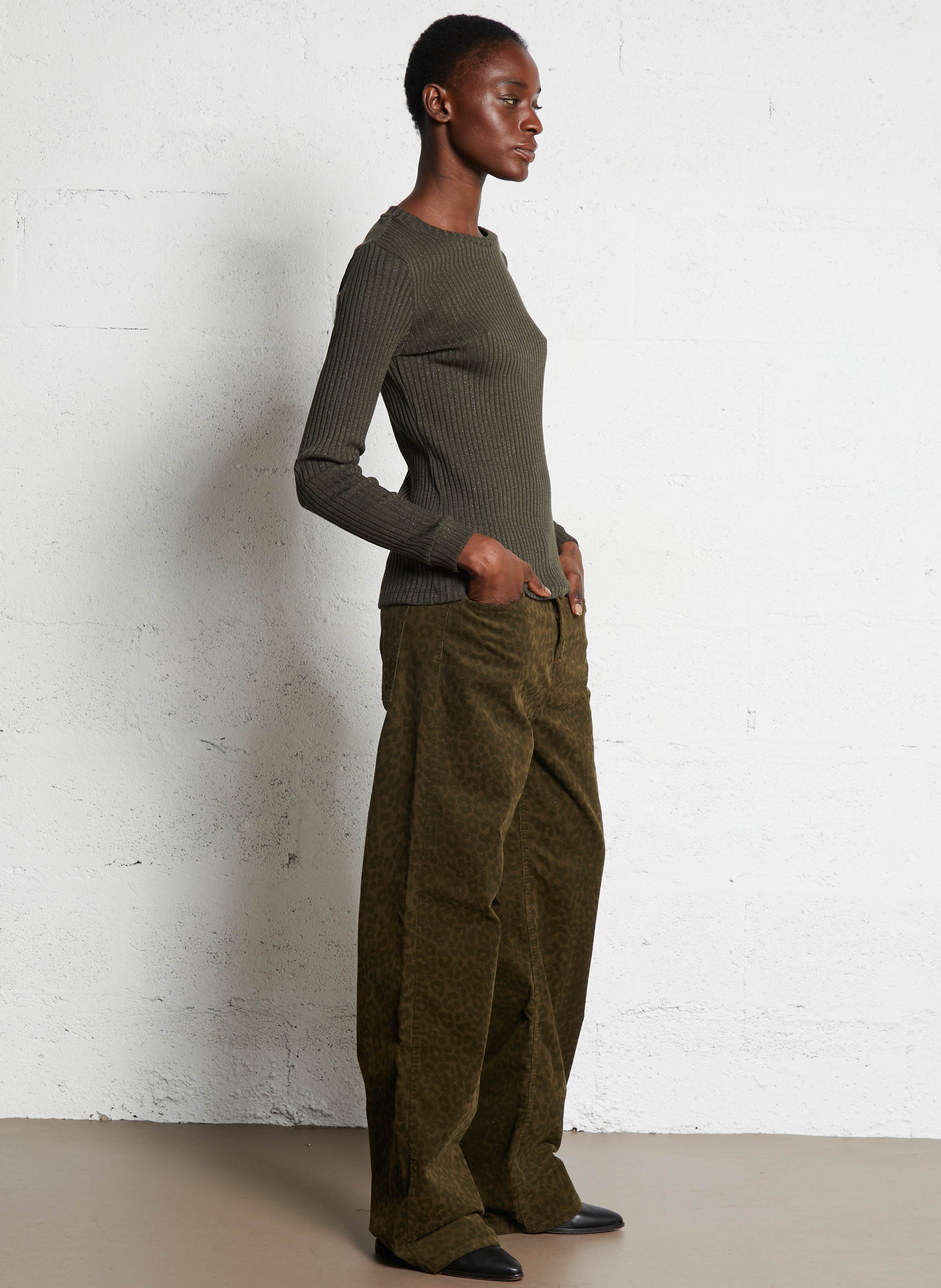 Pantalon large en coton mélangé SUD EXPRESS Vert